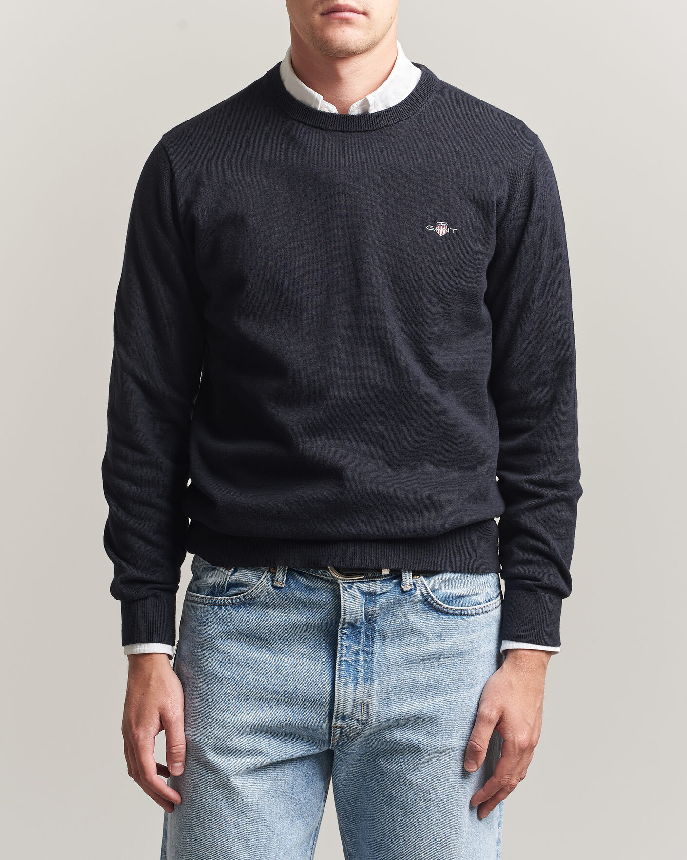 Herr | Tröjor | Gant | Classic Cotton Crew Neck Black
