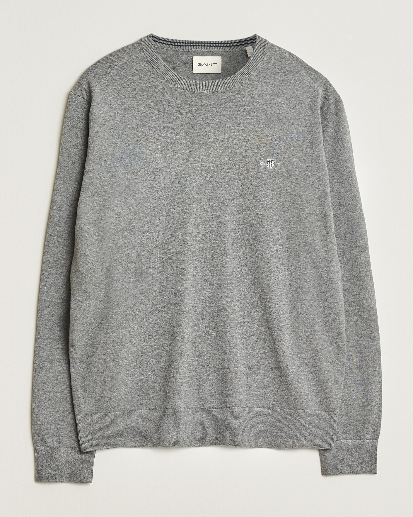 Herr | Tröjor | Gant | Classic Cotton Crew Neck Dark Grey Melange