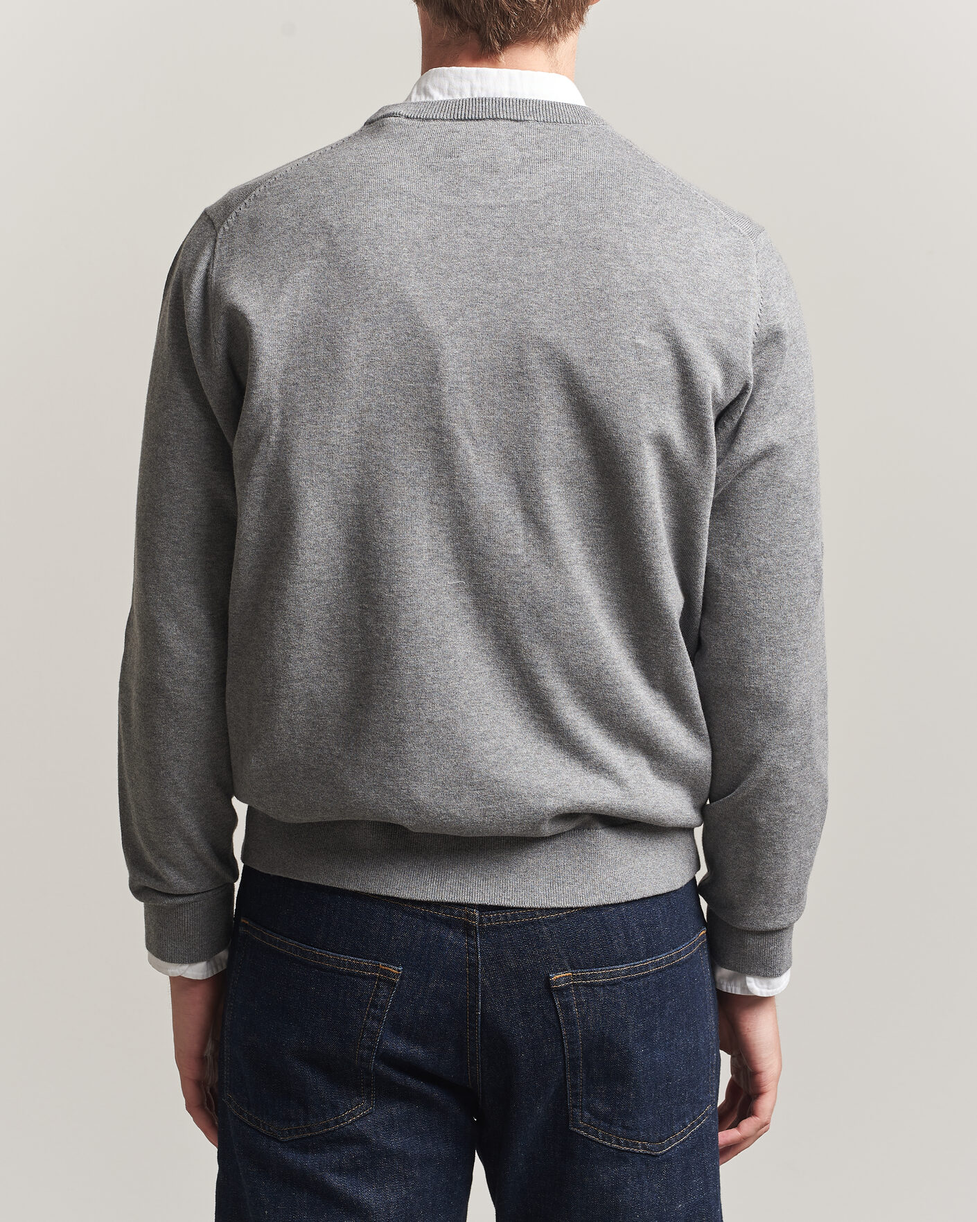 Herr | Tröjor | Gant | Classic Cotton Crew Neck Dark Grey Melange