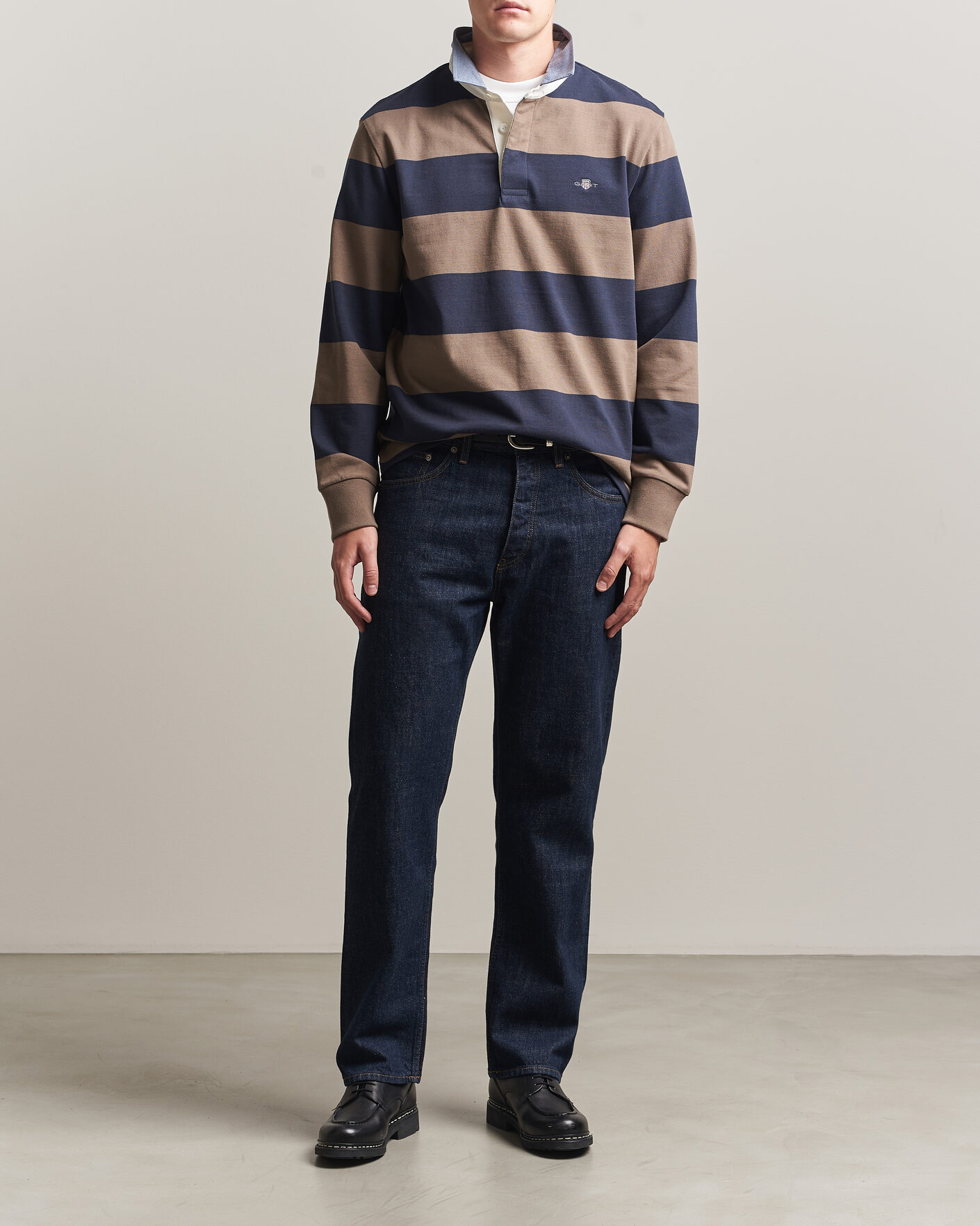 Herr | Tröjor | Gant | Chambray Barstriped Rugger Faded Taupe