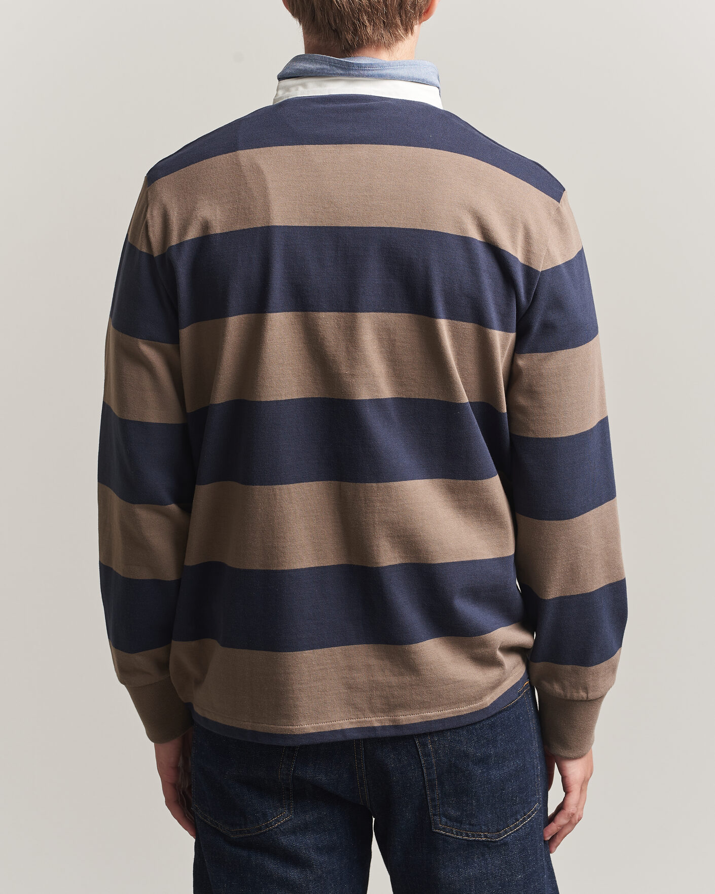 Herr | Tröjor | Gant | Chambray Barstriped Rugger Faded Taupe