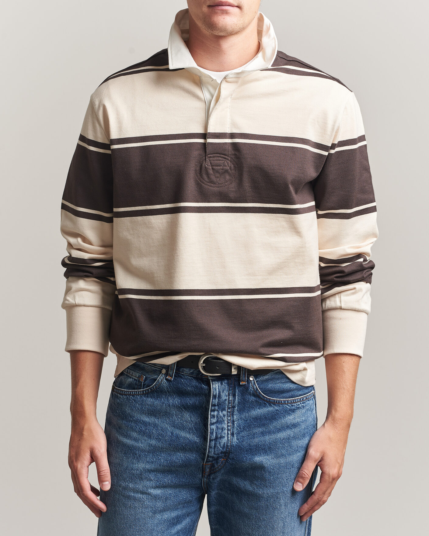 Herr | Tröjor | Gant | Striped Rugger Charred Wood Brown