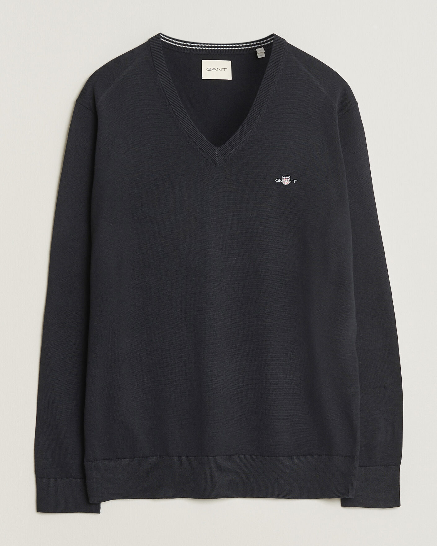 Herr | Tröjor | Gant | Classic Cotton V-Neck Black
