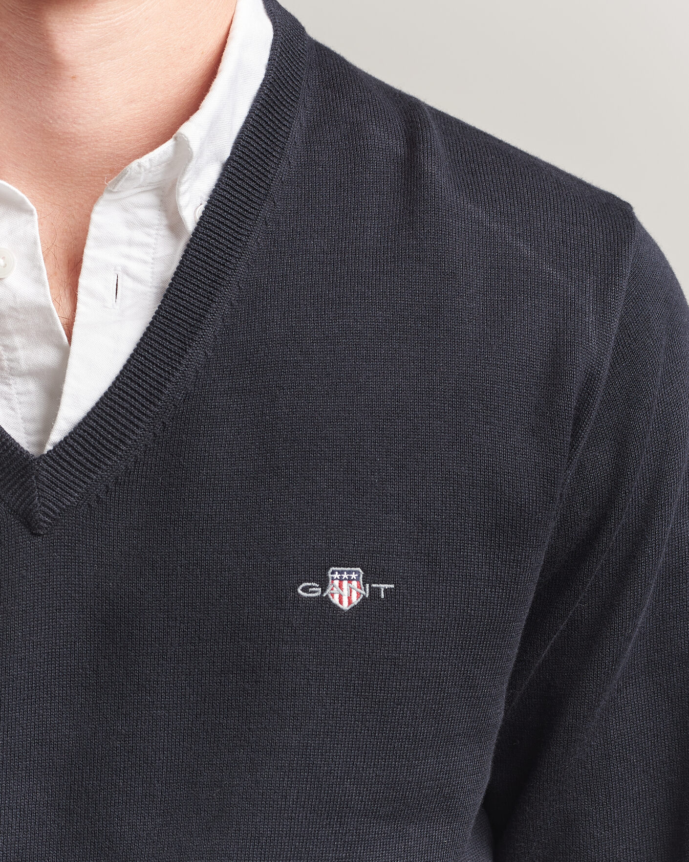 Herr | Tröjor | Gant | Classic Cotton V-Neck Black