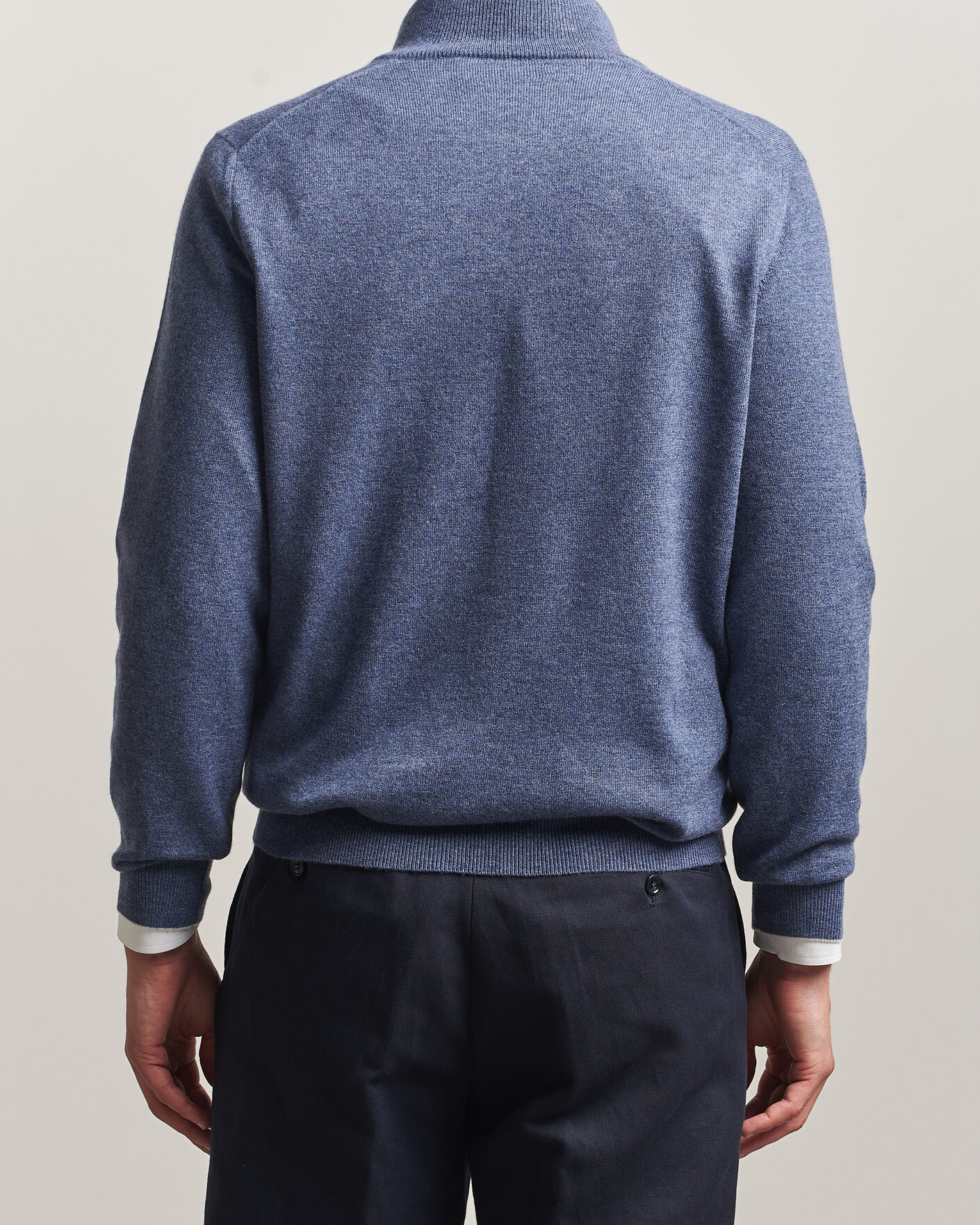 Herr | Tröjor | Brunello Cucinelli | 2 Ply Cashmere Half Zip Denim Blue