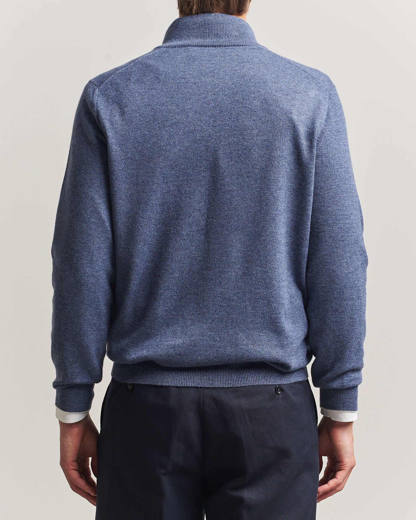 Herr | Tröjor | Brunello Cucinelli | 2 Ply Cashmere Half Zip Denim Blue