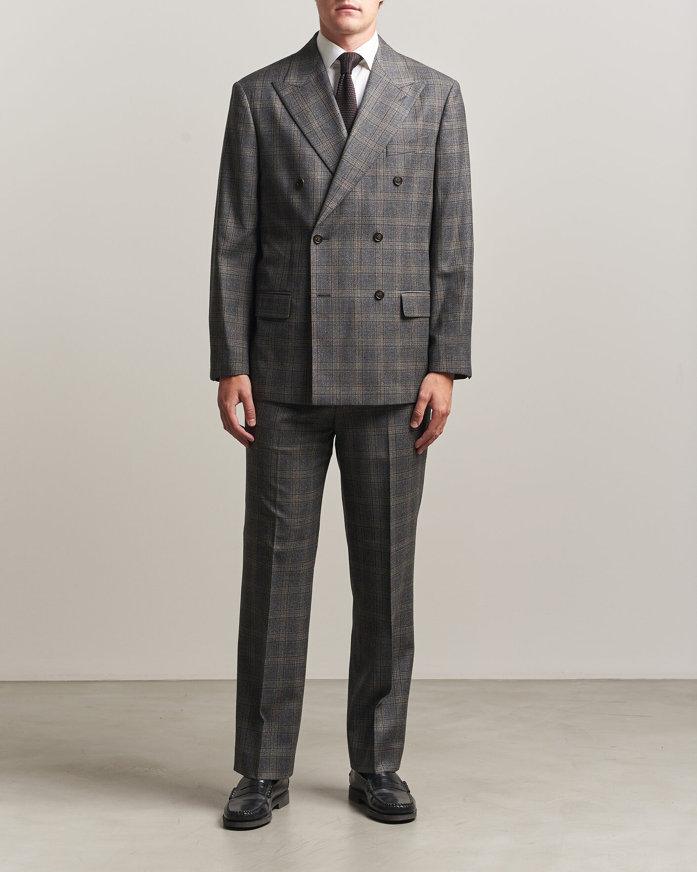 Herr | Byxor | Gant | Wool Glencheck Suit Trousers Ceramic Grey