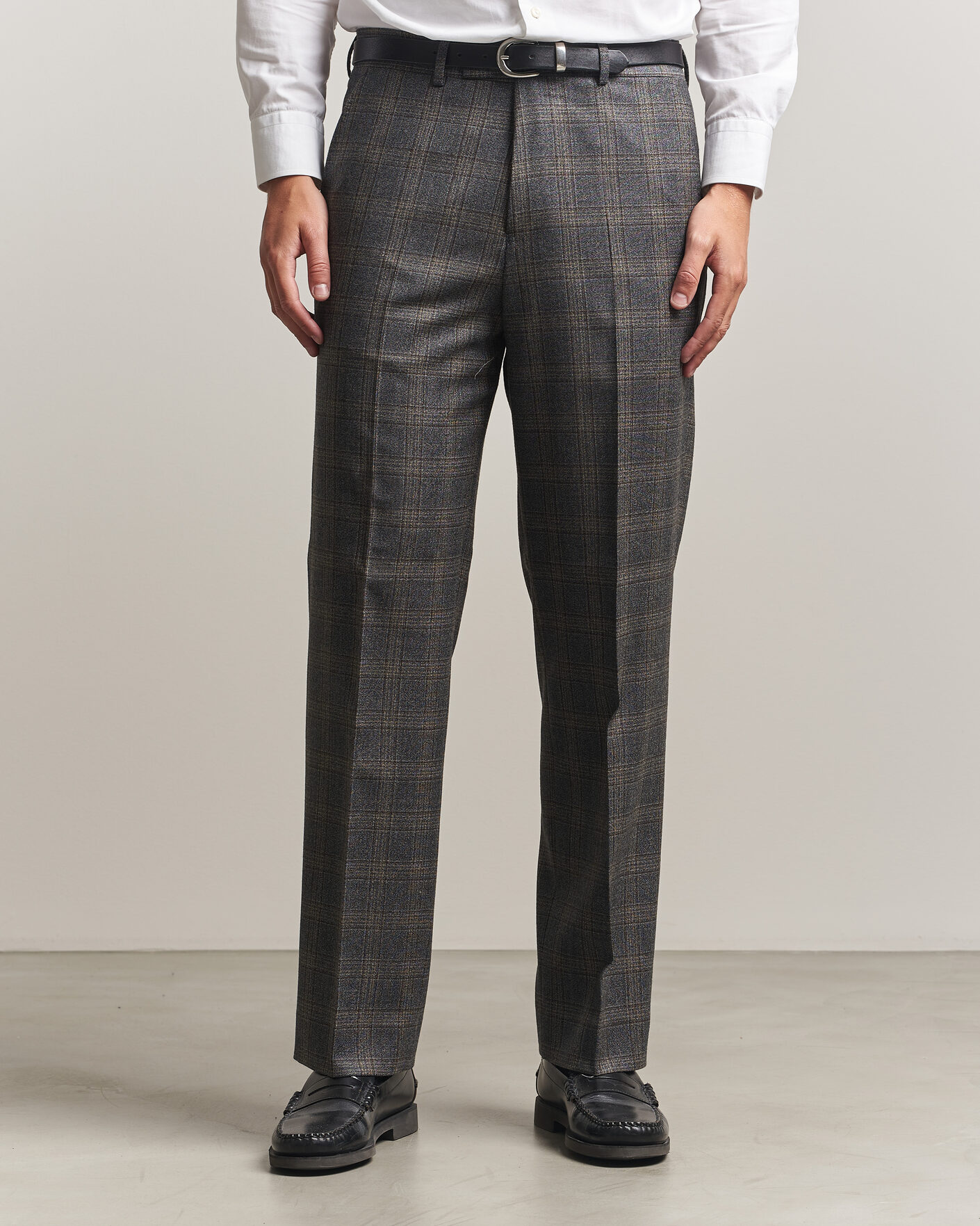 Herr | Byxor | Gant | Wool Glencheck Suit Trousers Ceramic Grey