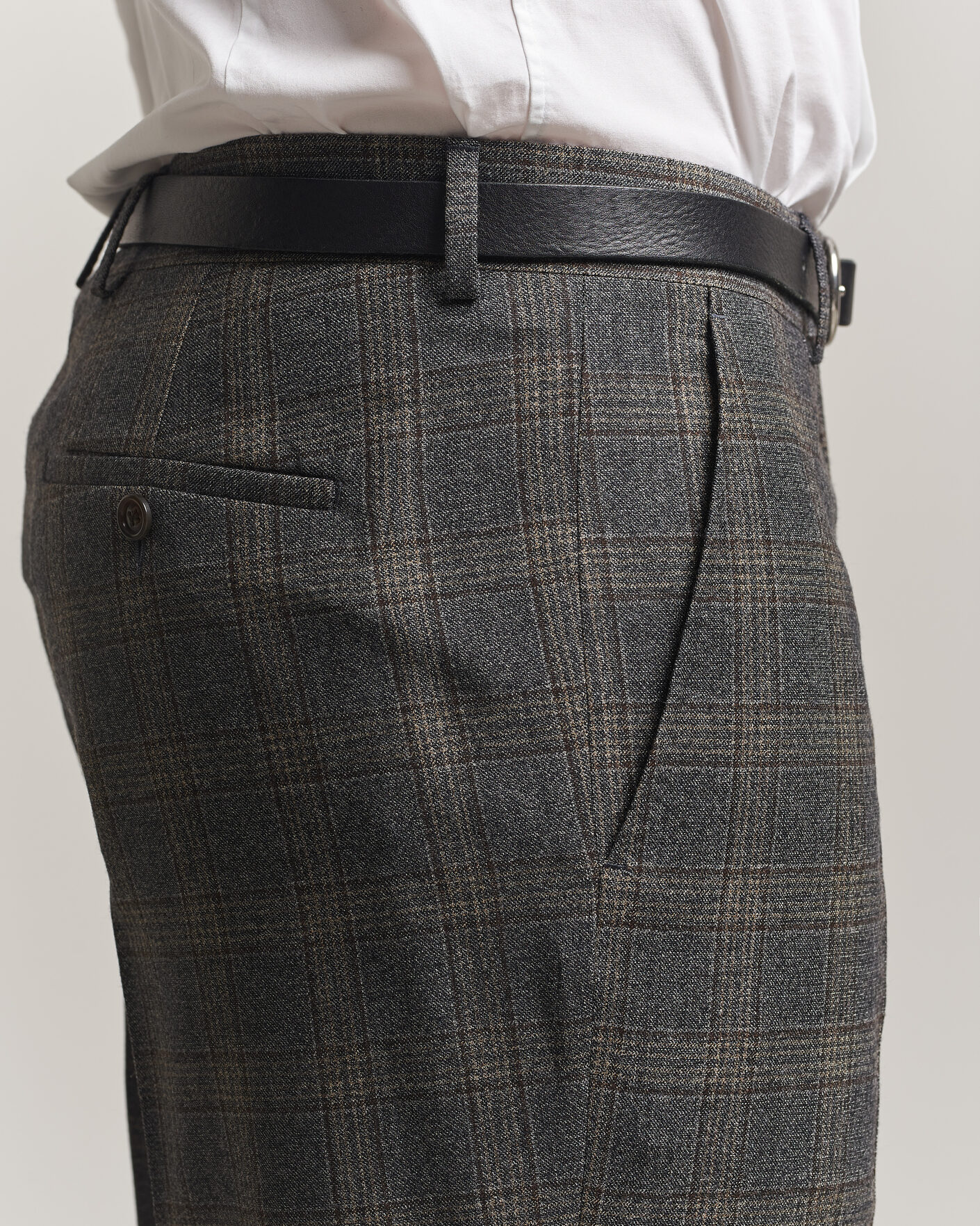 Herr | Byxor | Gant | Wool Glencheck Suit Trousers Ceramic Grey