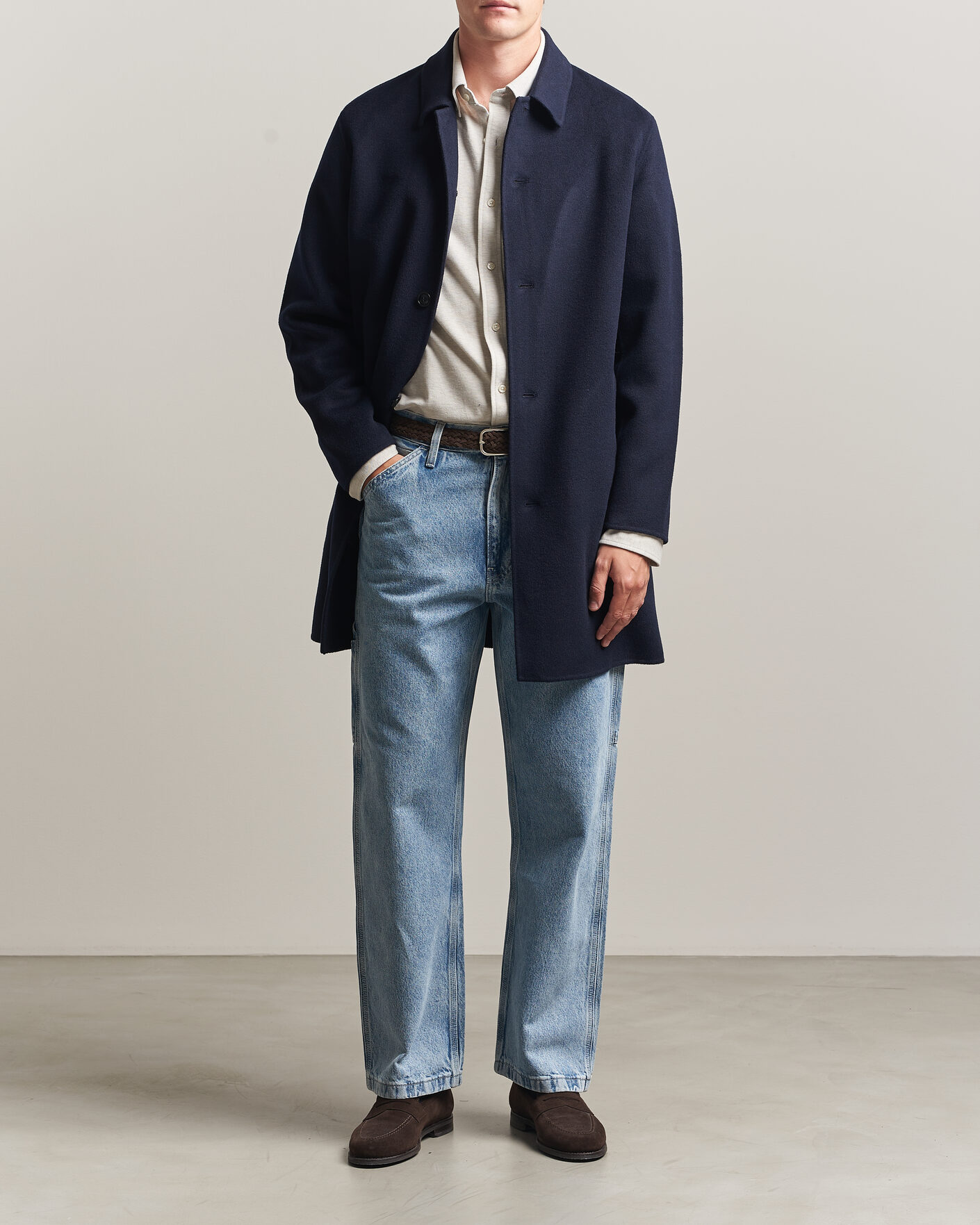 Herr | Jackor | Gant | Handstitched Wool/Cashmere Top Coat Evening Blue