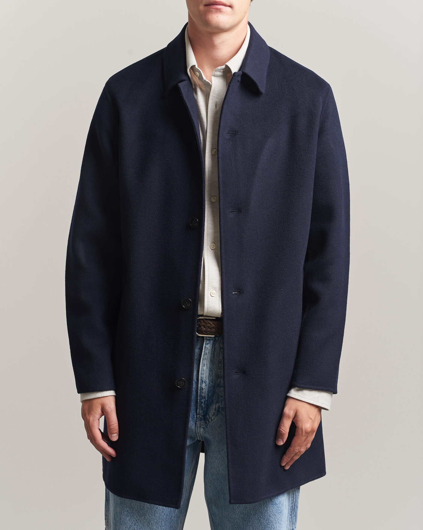 Herr | Jackor | Gant | Handstitched Wool/Cashmere Top Coat Evening Blue
