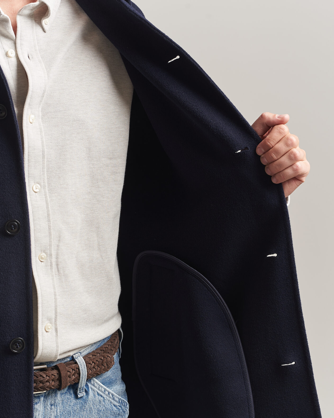 Herr | Jackor | Gant | Handstitched Wool/Cashmere Top Coat Evening Blue