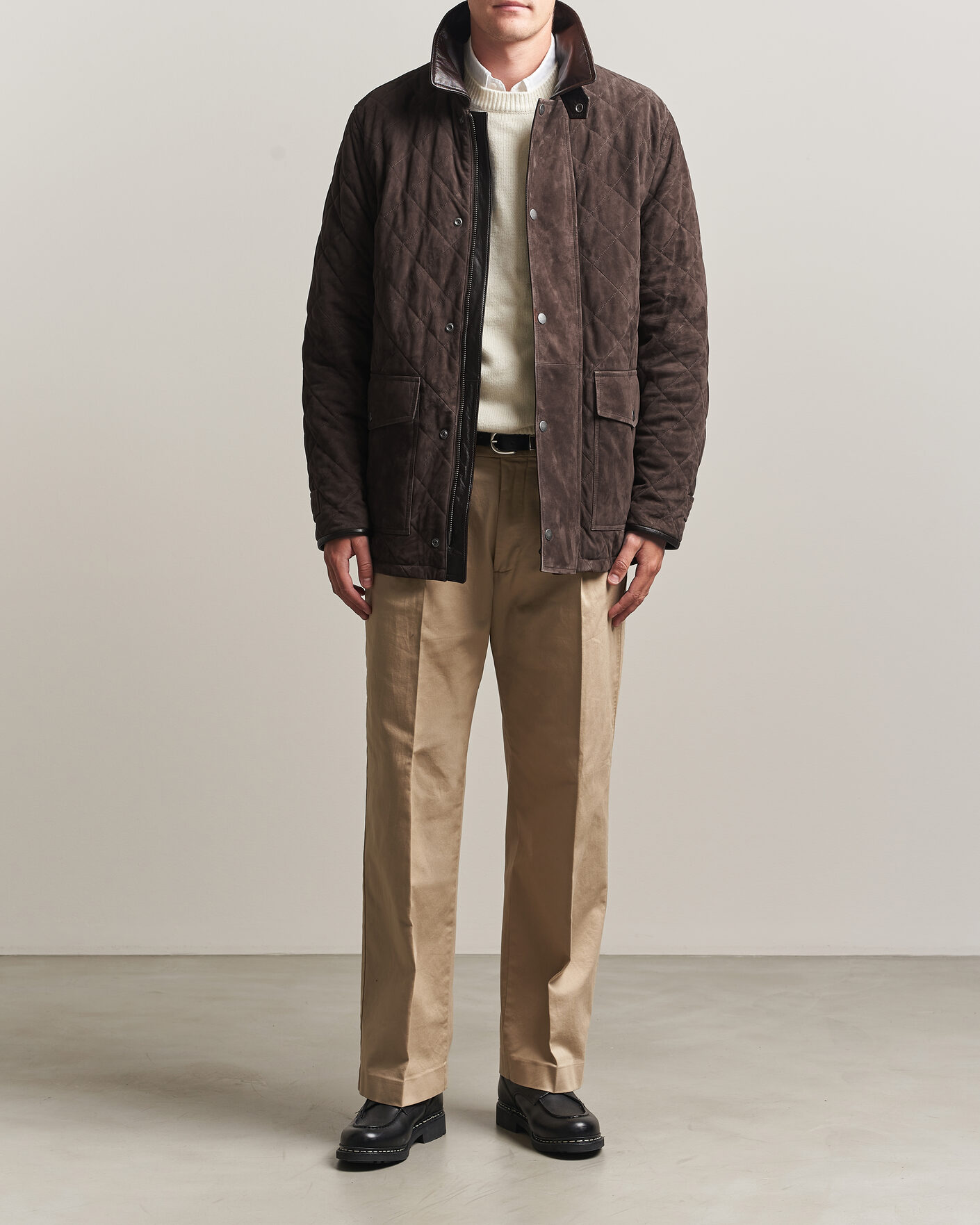 Herr | Jackor | Gant | Quilted Suede Jacket Black Brown
