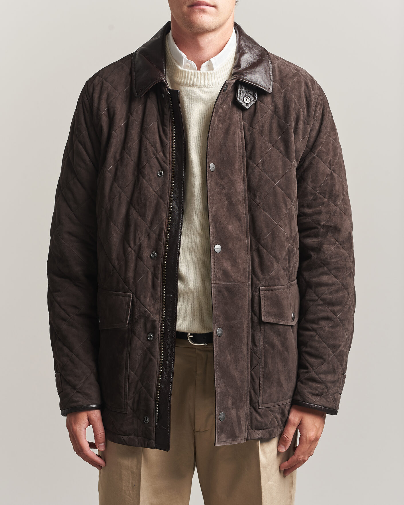 Herr | Jackor | Gant | Quilted Suede Jacket Black Brown