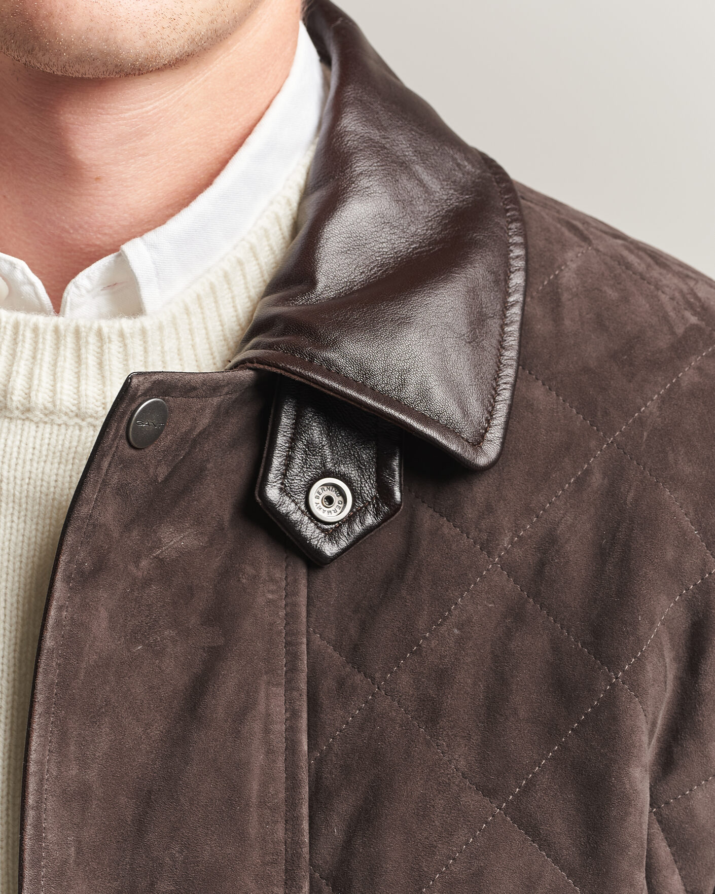 Herr | Jackor | Gant | Quilted Suede Jacket Black Brown
