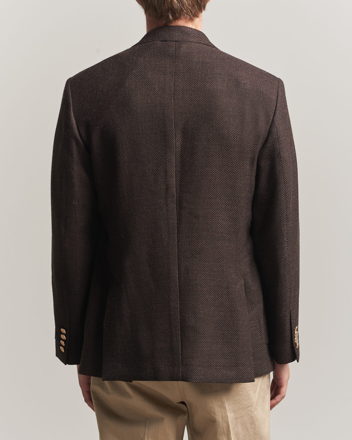 Herr | Kavajer | Gant | Wool Textured Double Breasted Blazer Black Brown