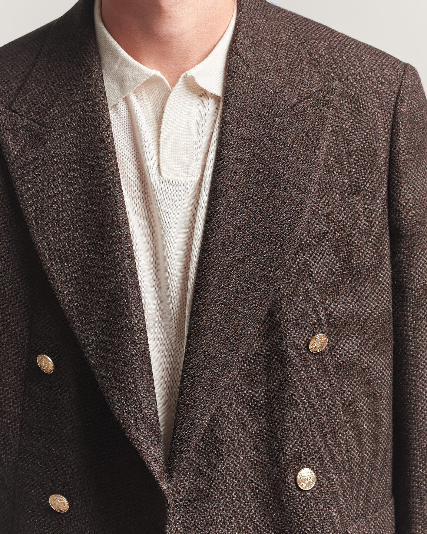 Herr | Kavajer | Gant | Wool Textured Double Breasted Blazer Black Brown