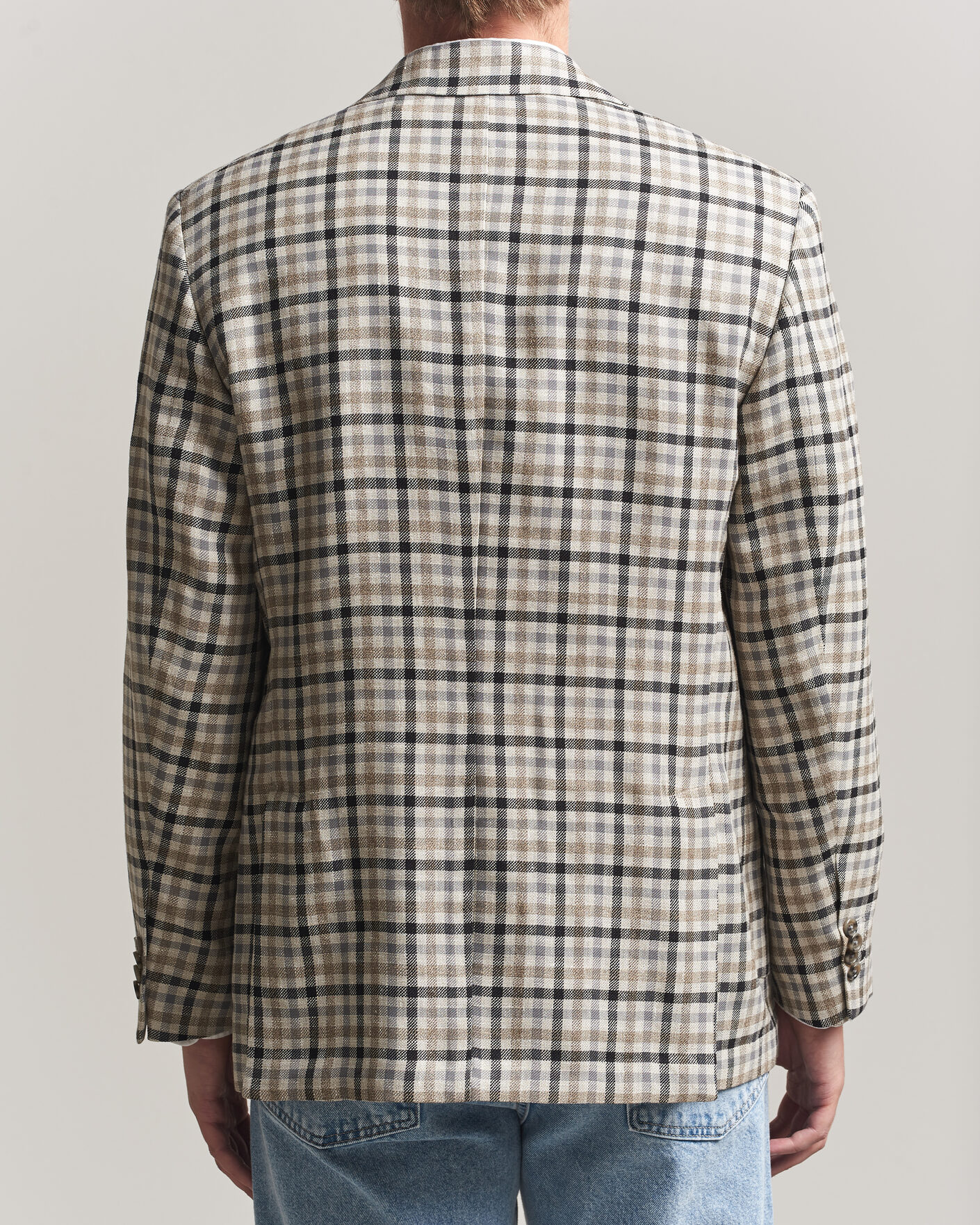Herr | Kavajer | Gant | Wool/Linen Checked Blazer Cream