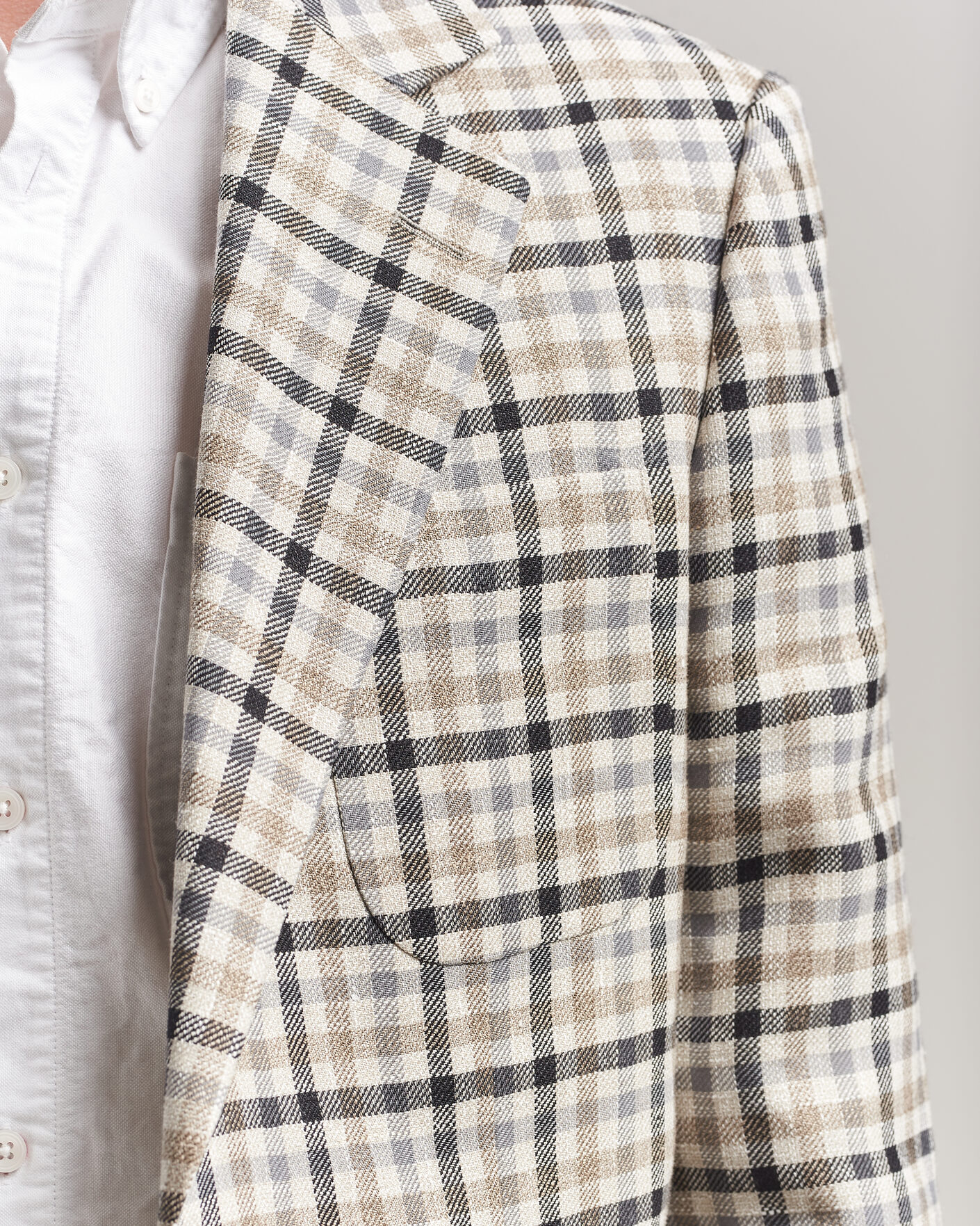 Herr | Kavajer | Gant | Wool/Linen Checked Blazer Cream