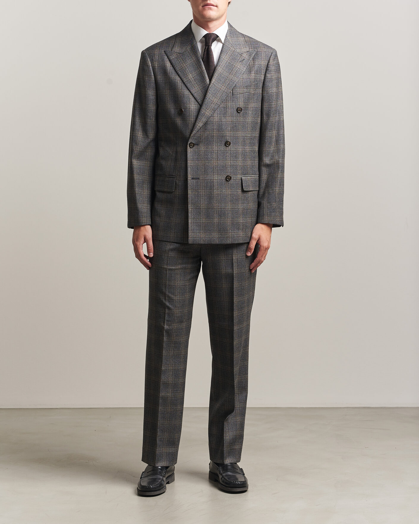 Herr | Kavajer | Gant | Wool Glencheck Double Breasted Blazer Ceramic Grey
