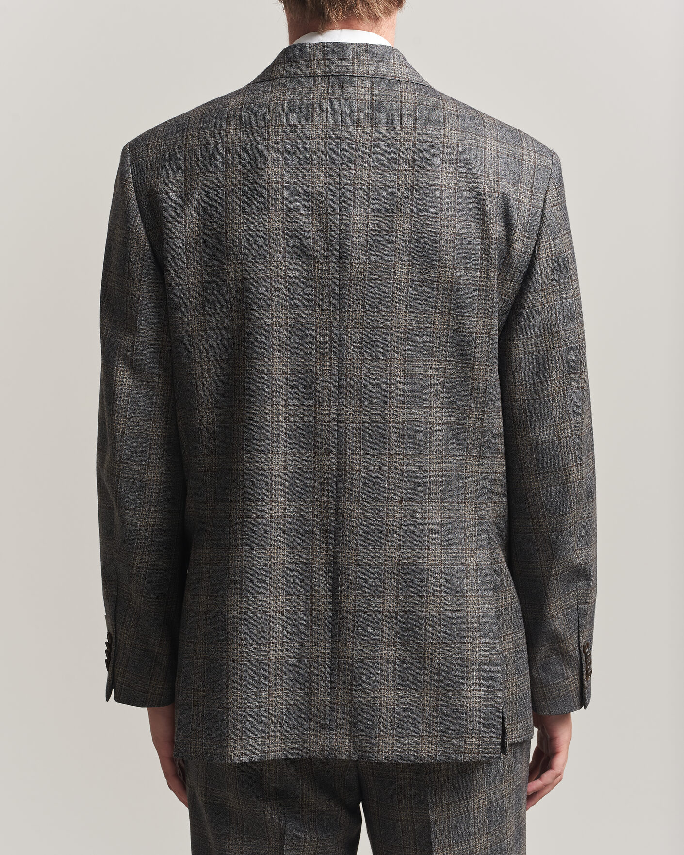 Herr | Kavajer | Gant | Wool Glencheck Double Breasted Blazer Ceramic Grey