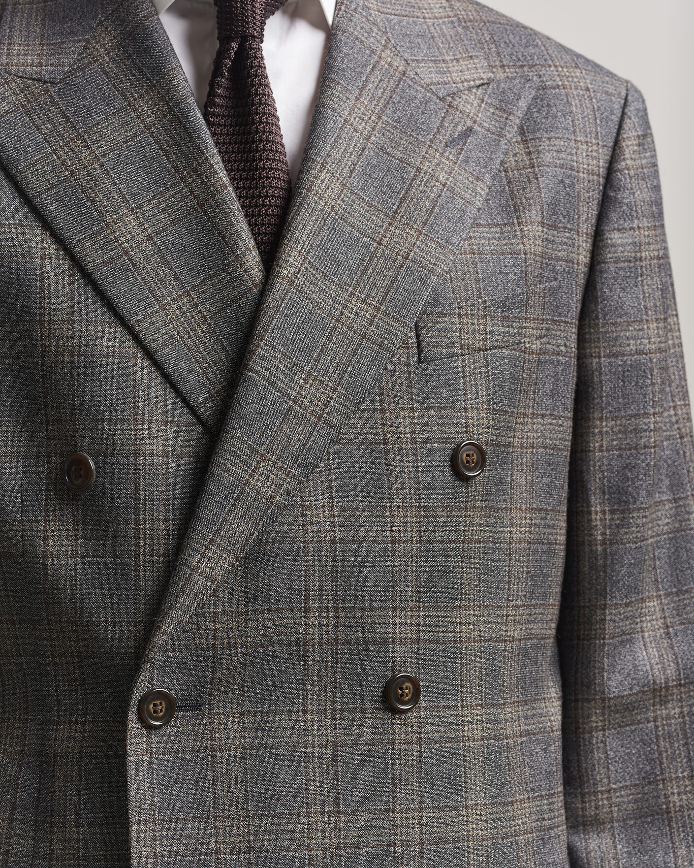 Herr | Kavajer | Gant | Wool Glencheck Double Breasted Blazer Ceramic Grey