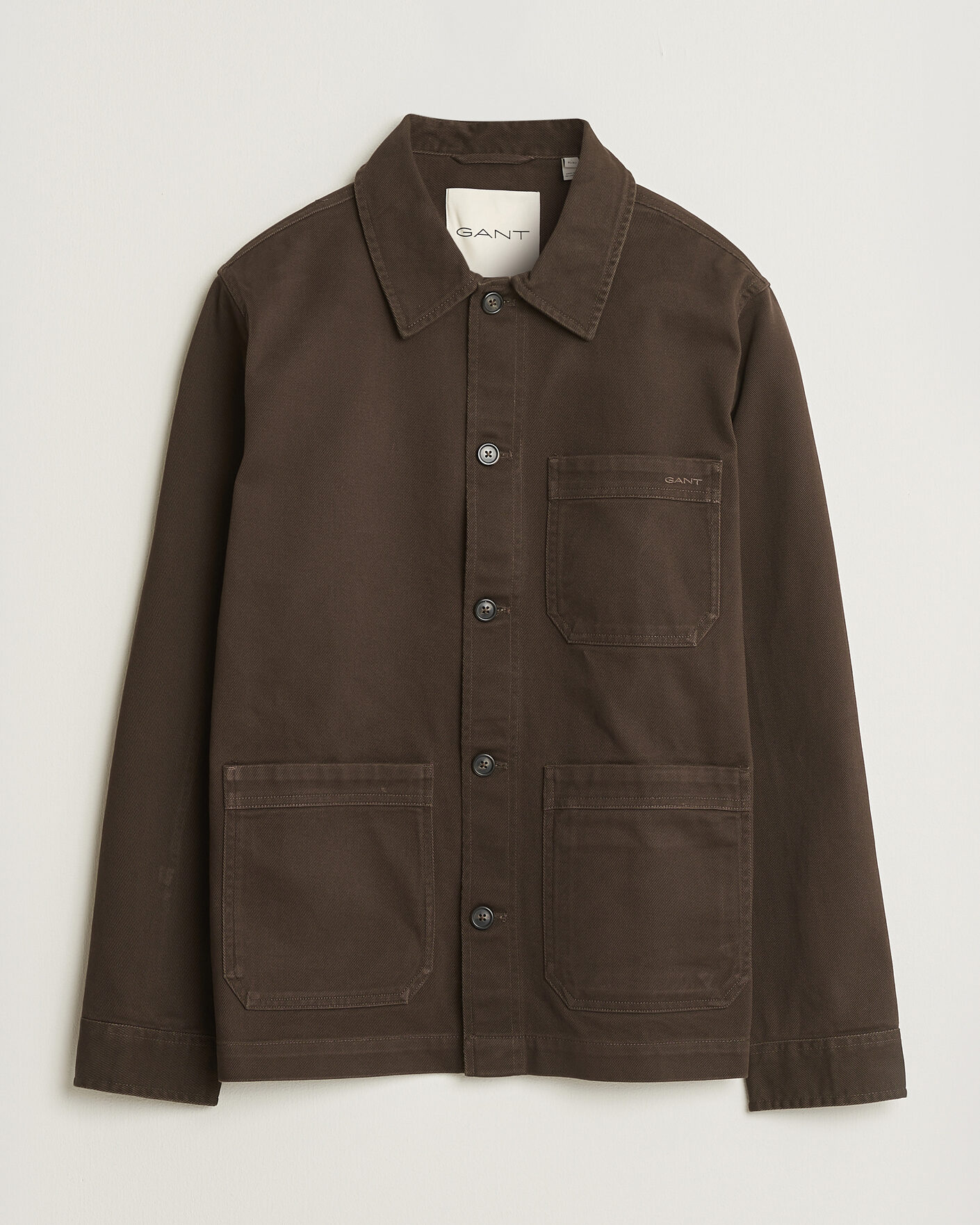 Herr | Skjortor | Gant | Regular Fit Brushed Twill Overshirt Black Brown