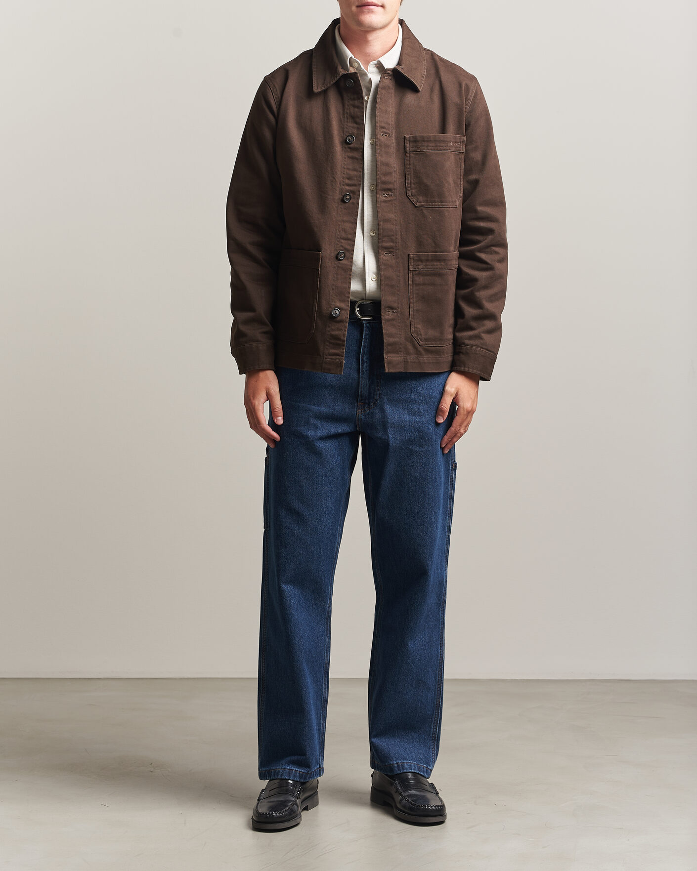 Herr | Skjortor | Gant | Regular Fit Brushed Twill Overshirt Black Brown