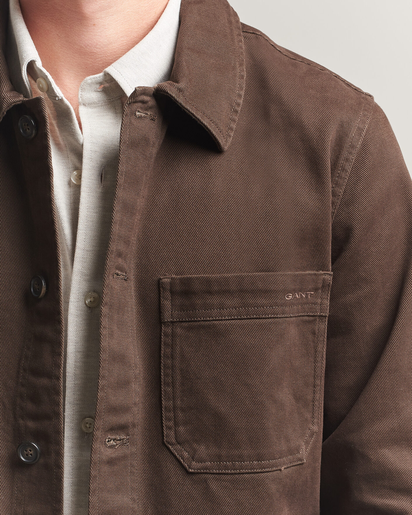 Herr | Skjortor | Gant | Regular Fit Brushed Twill Overshirt Black Brown