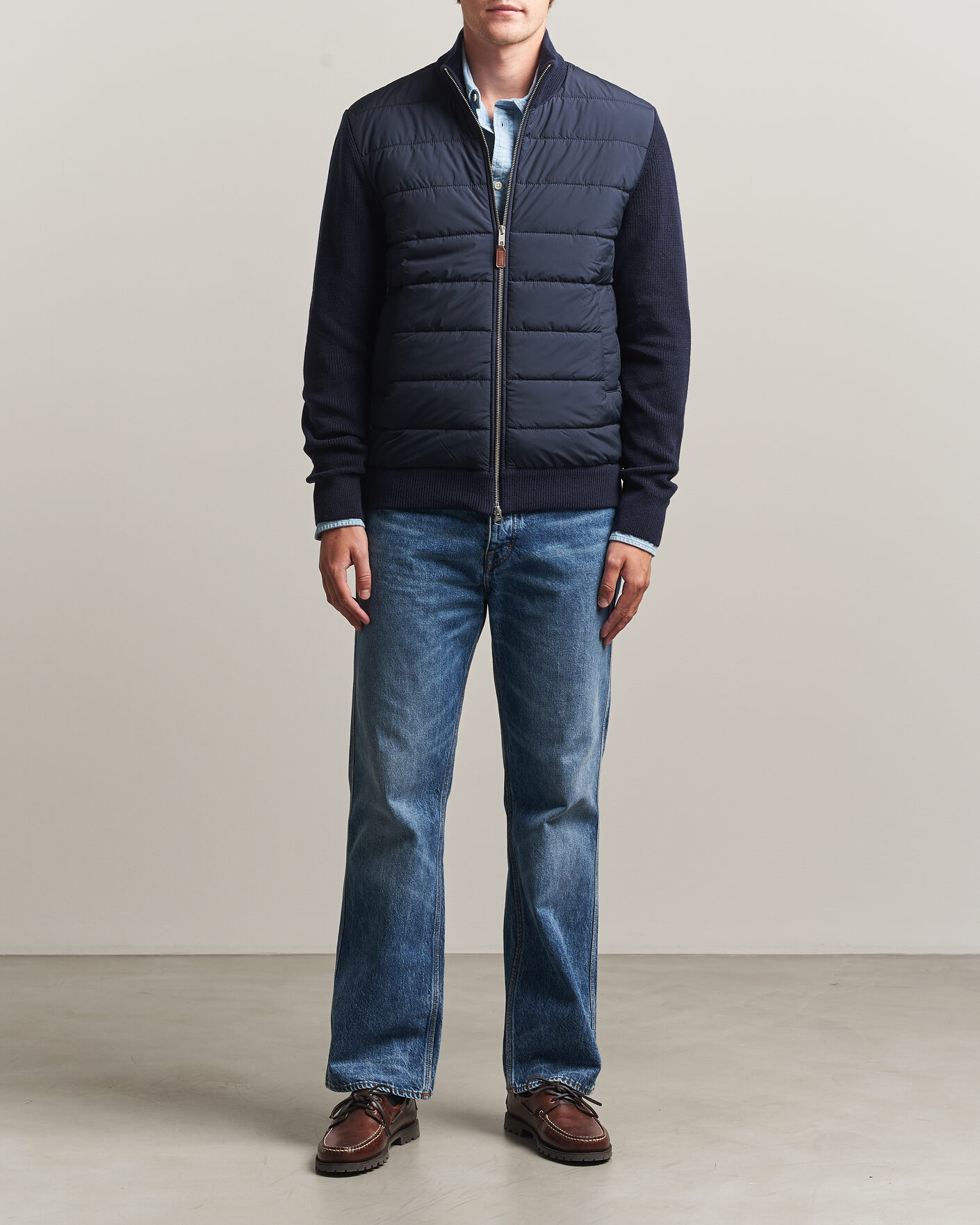 Herr | Tröjor | Gant | Hybrid Full Zip Evening Blue