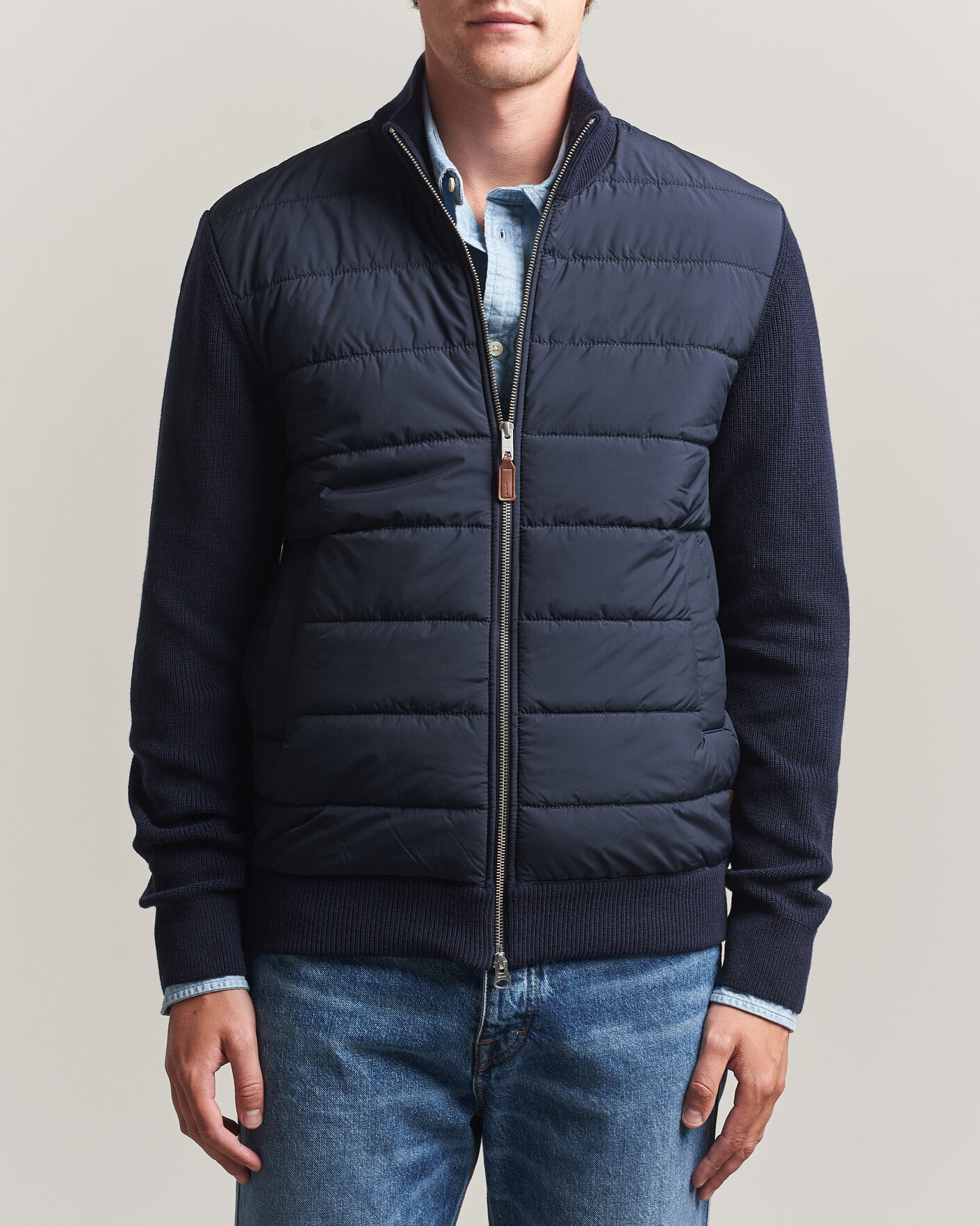 Herr | Tröjor | Gant | Hybrid Full Zip Evening Blue