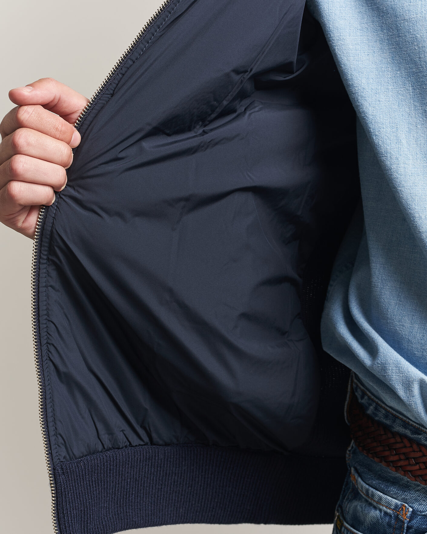 Herr | Tröjor | Gant | Hybrid Full Zip Evening Blue