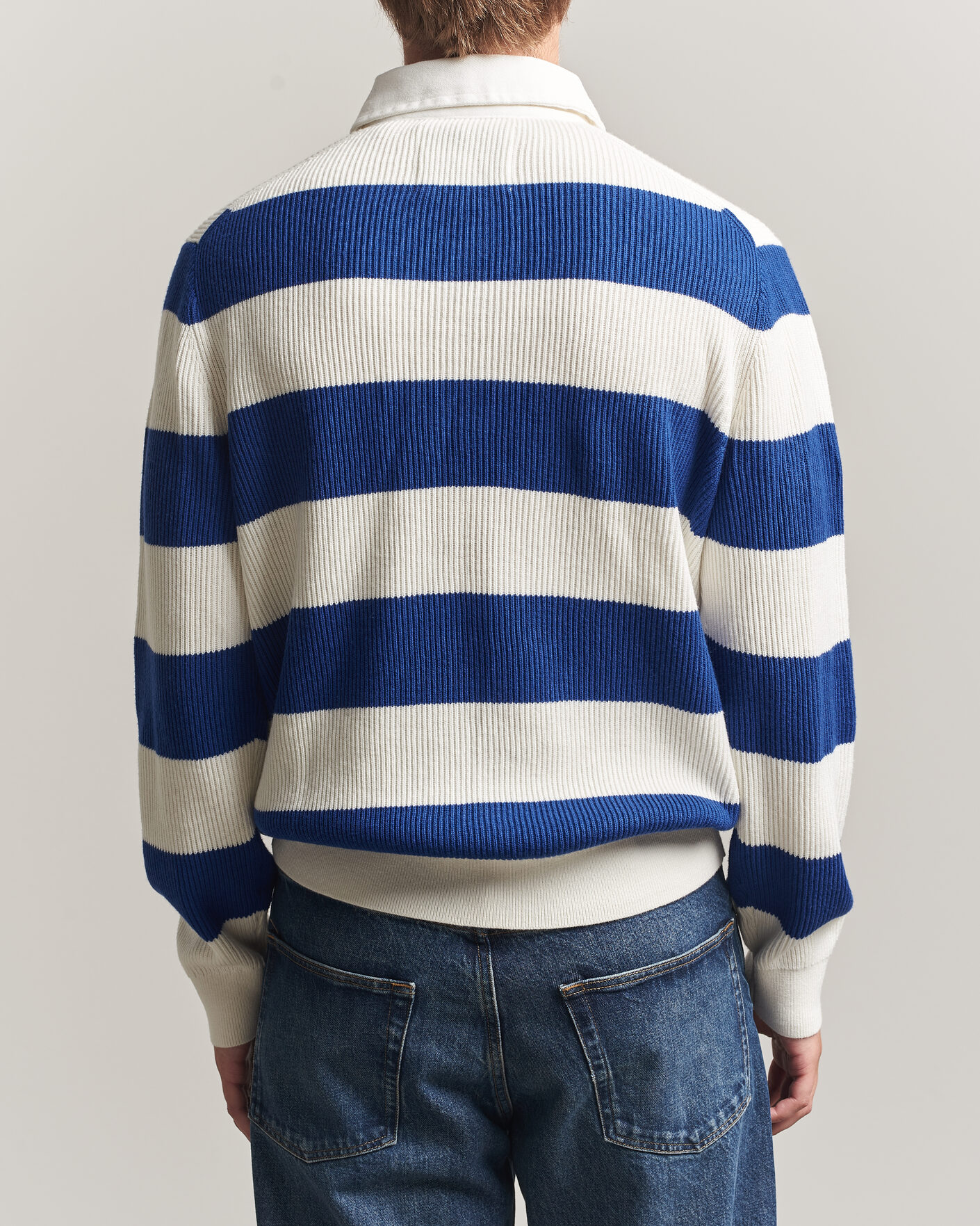 Herr | Tröjor | Gant | Cotton/Merino Knitted Striped Rugger Cream