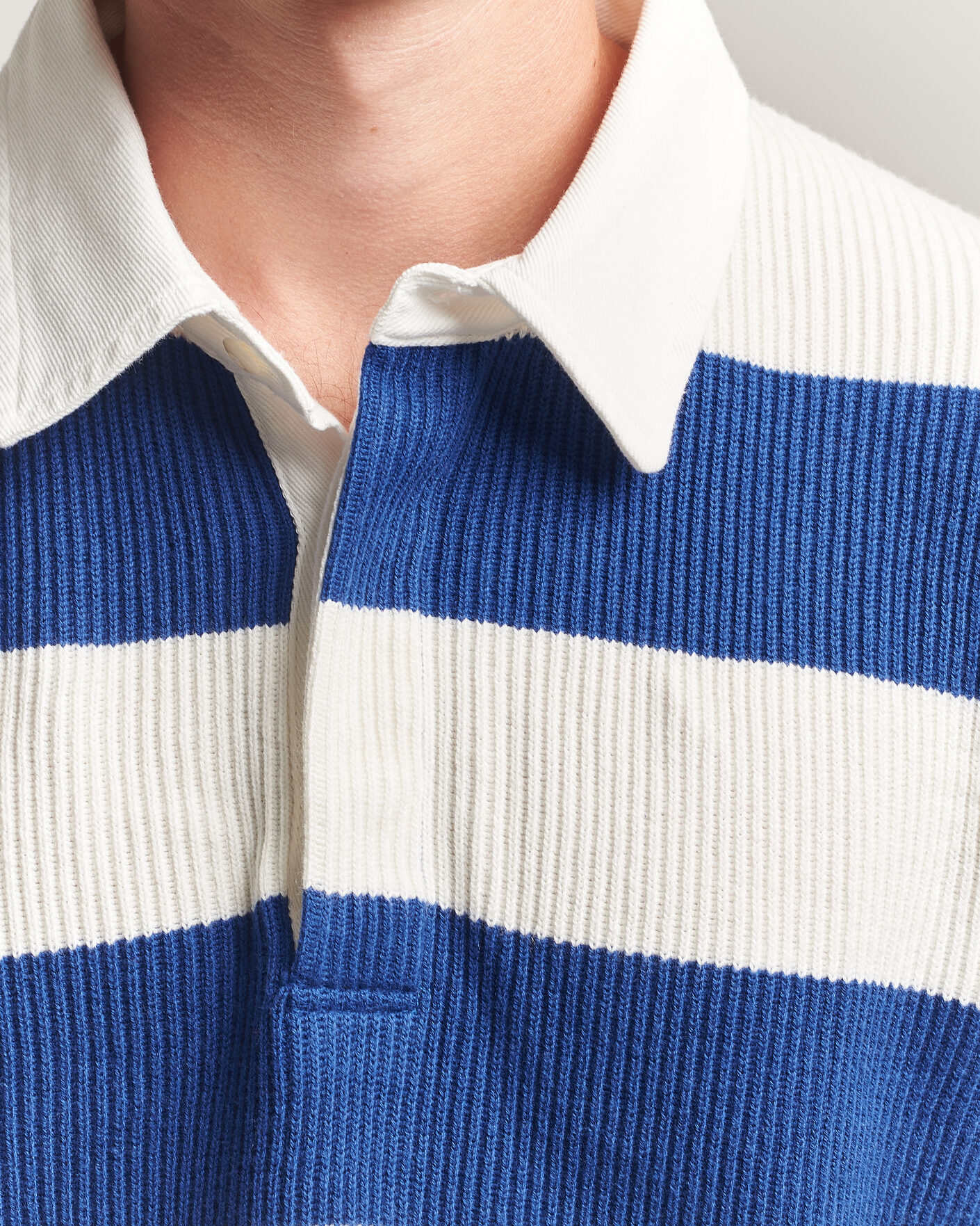 Herr | Tröjor | Gant | Cotton/Merino Knitted Striped Rugger Cream