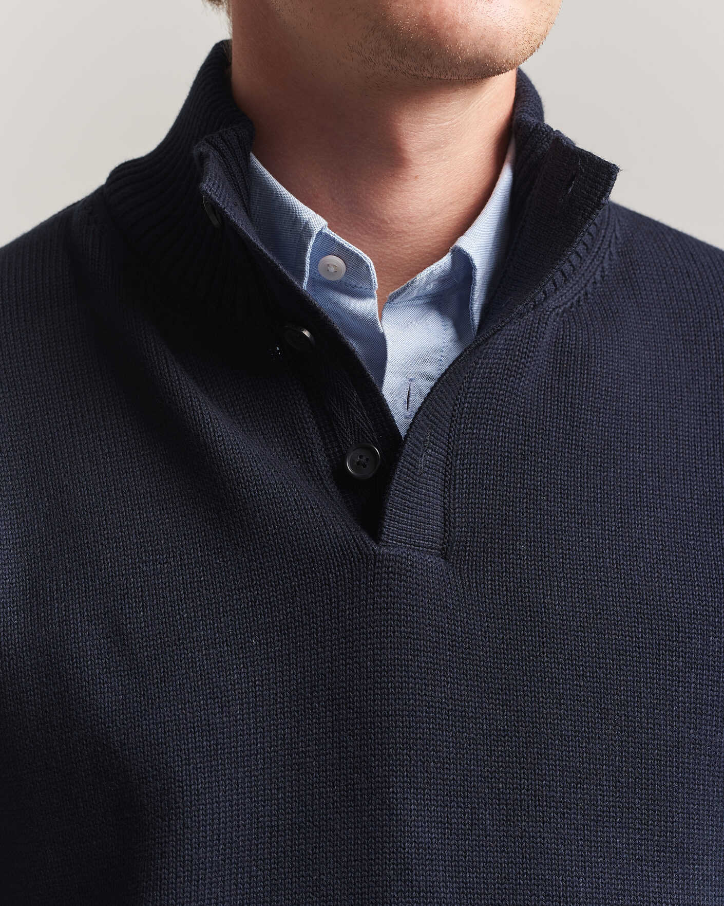 Herr | Tröjor | Gant | Supima Cotton Half Buttoned Neck Evening Blue