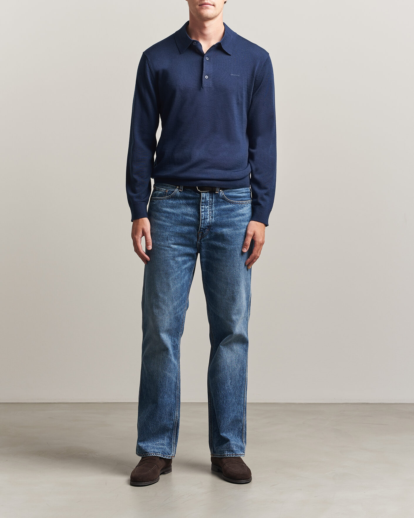 Herr | Tröjor | Gant | Extrafine Merino Knitted Polo Marine