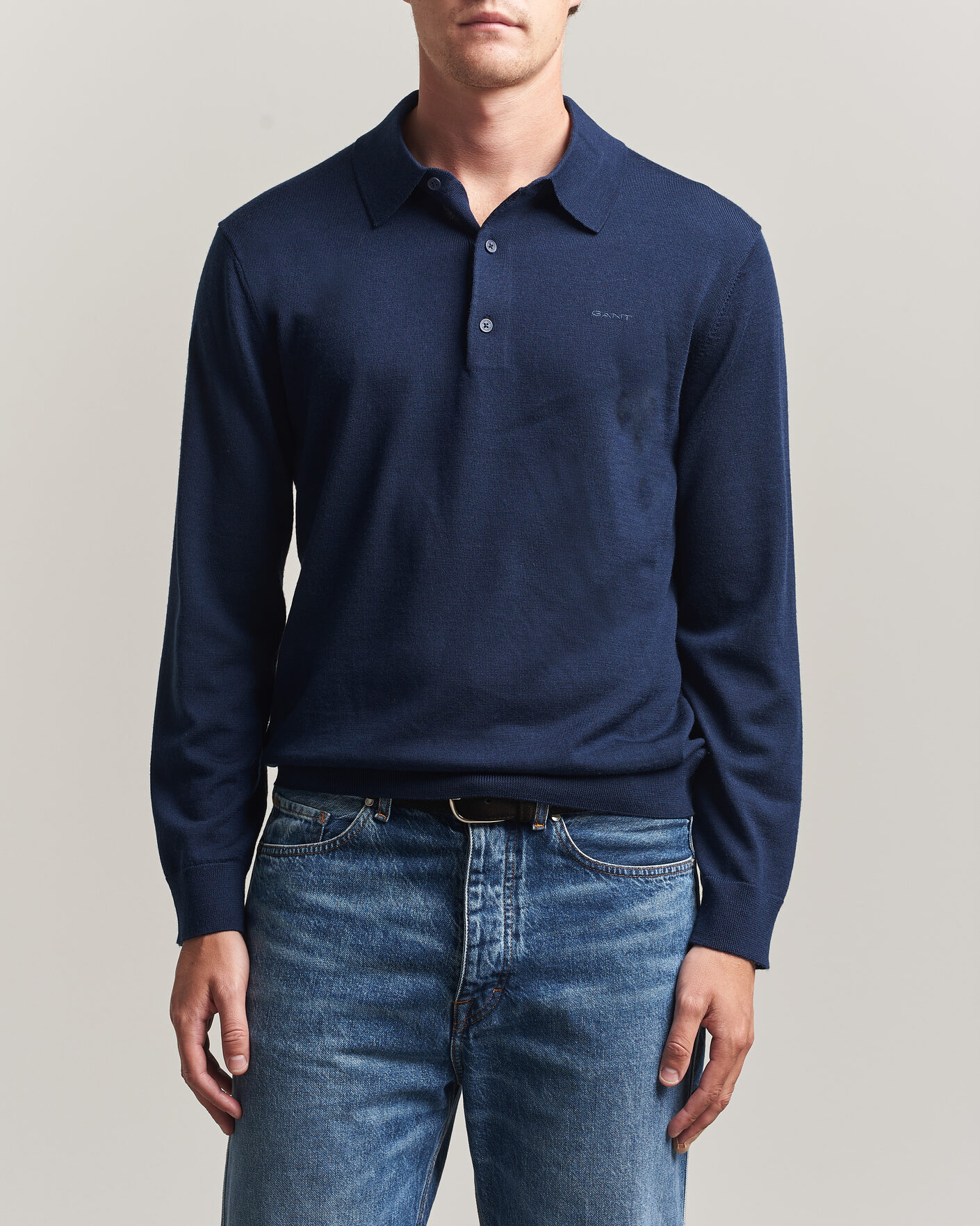 Herr | Tröjor | Gant | Extrafine Merino Knitted Polo Marine