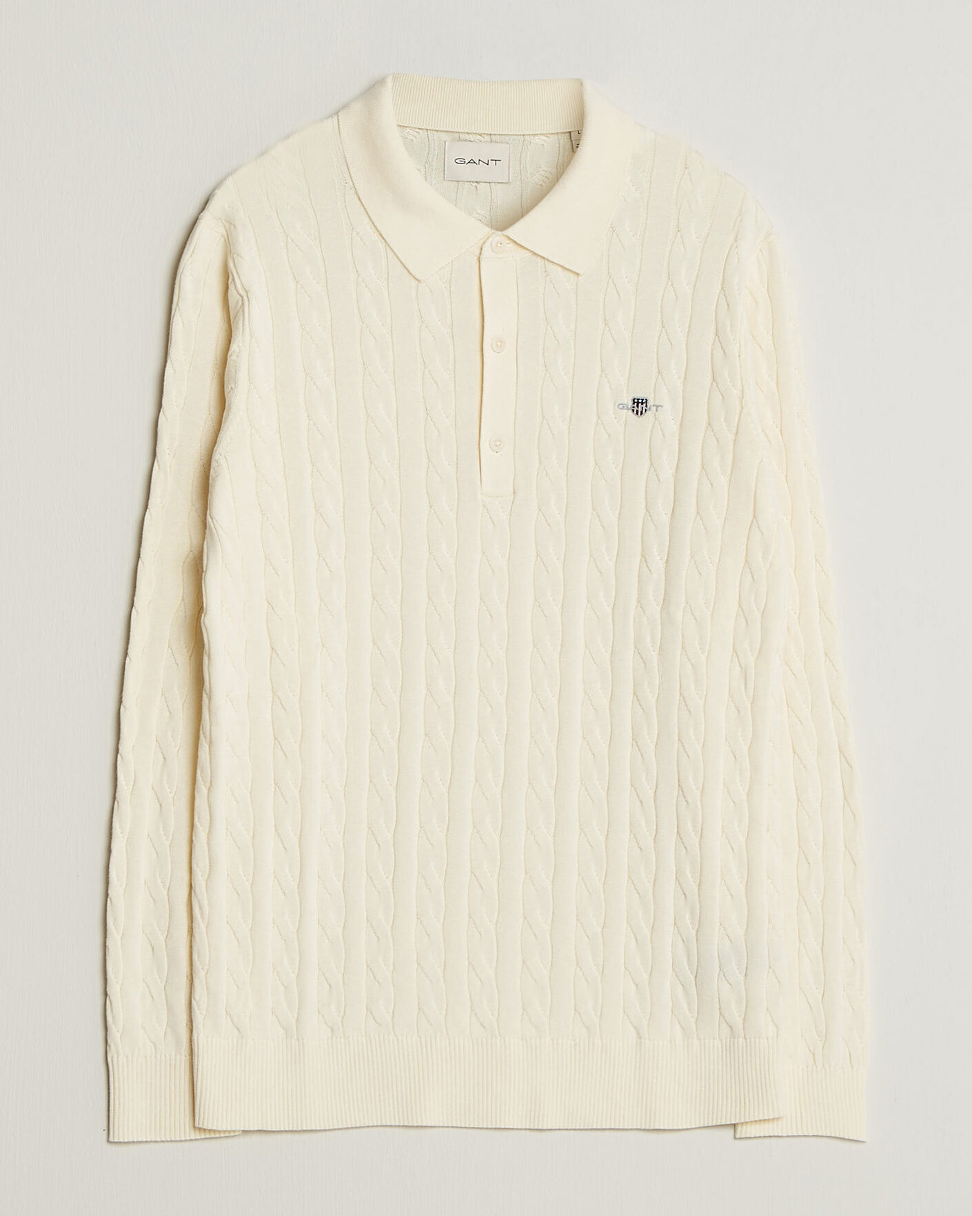 Herr | Tröjor | Gant | Cotton Cable Polo Cream
