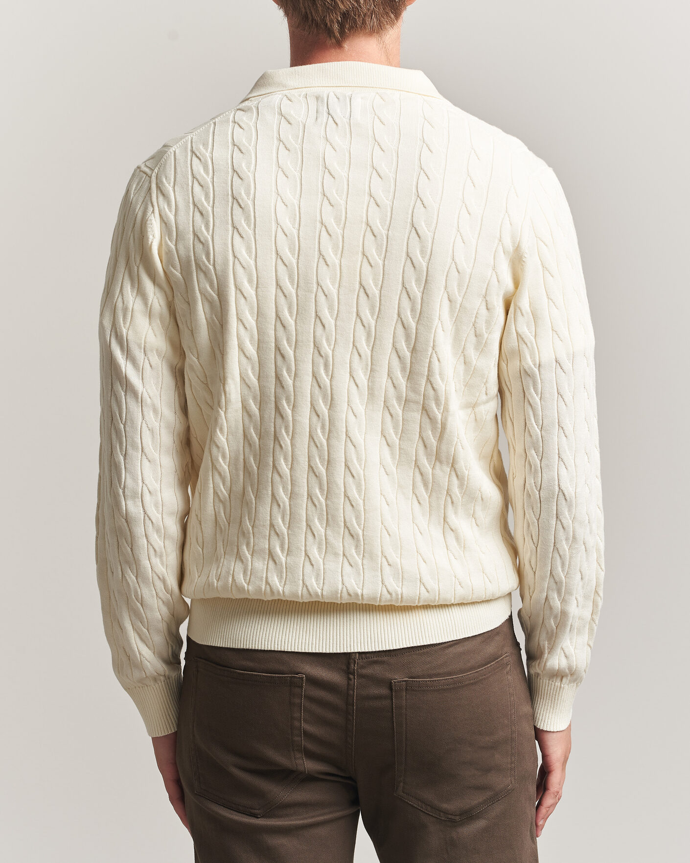 Herr | Tröjor | Gant | Cotton Cable Polo Cream
