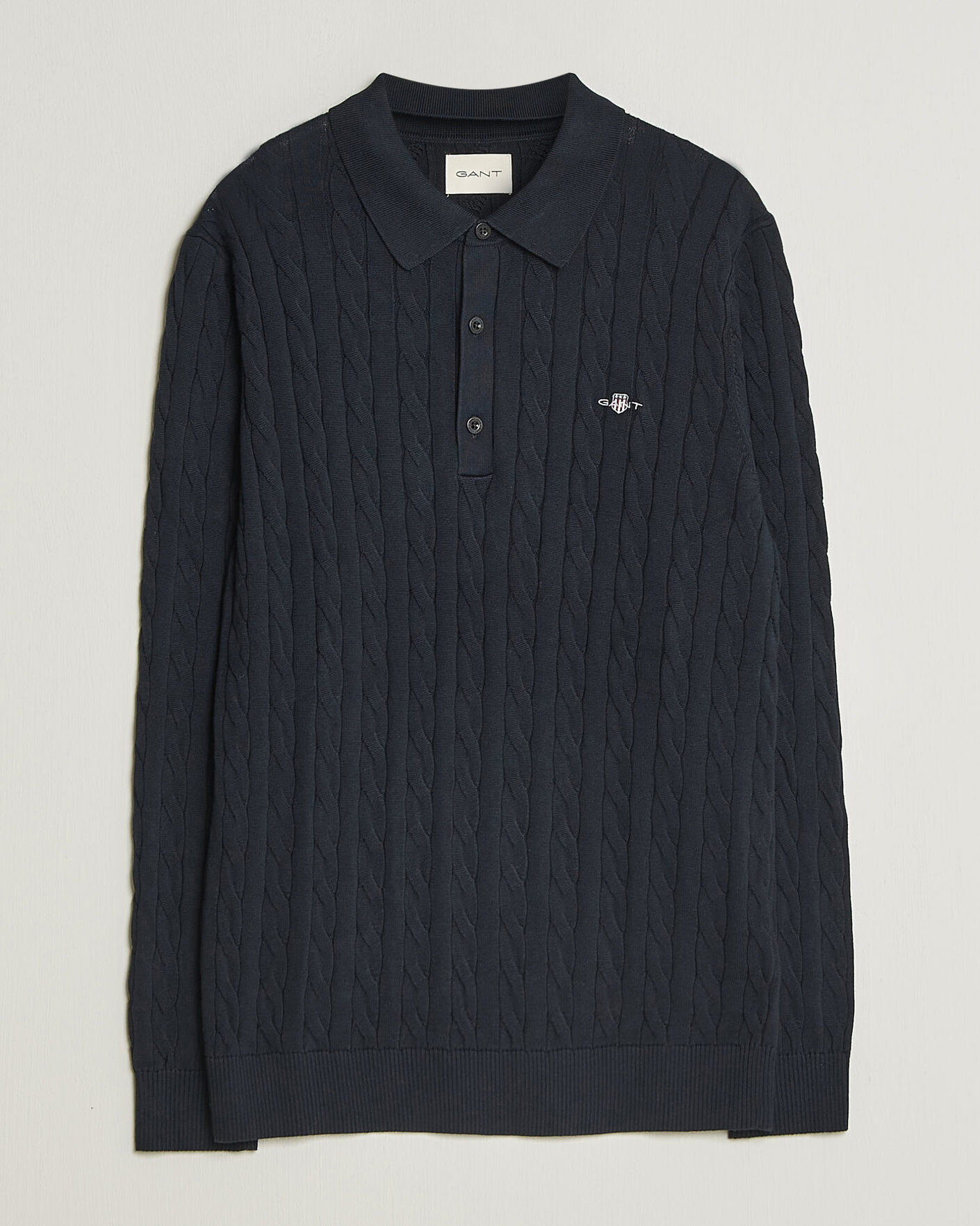 Herr | Tröjor | Gant | Cotton Cable Polo Evening Blue