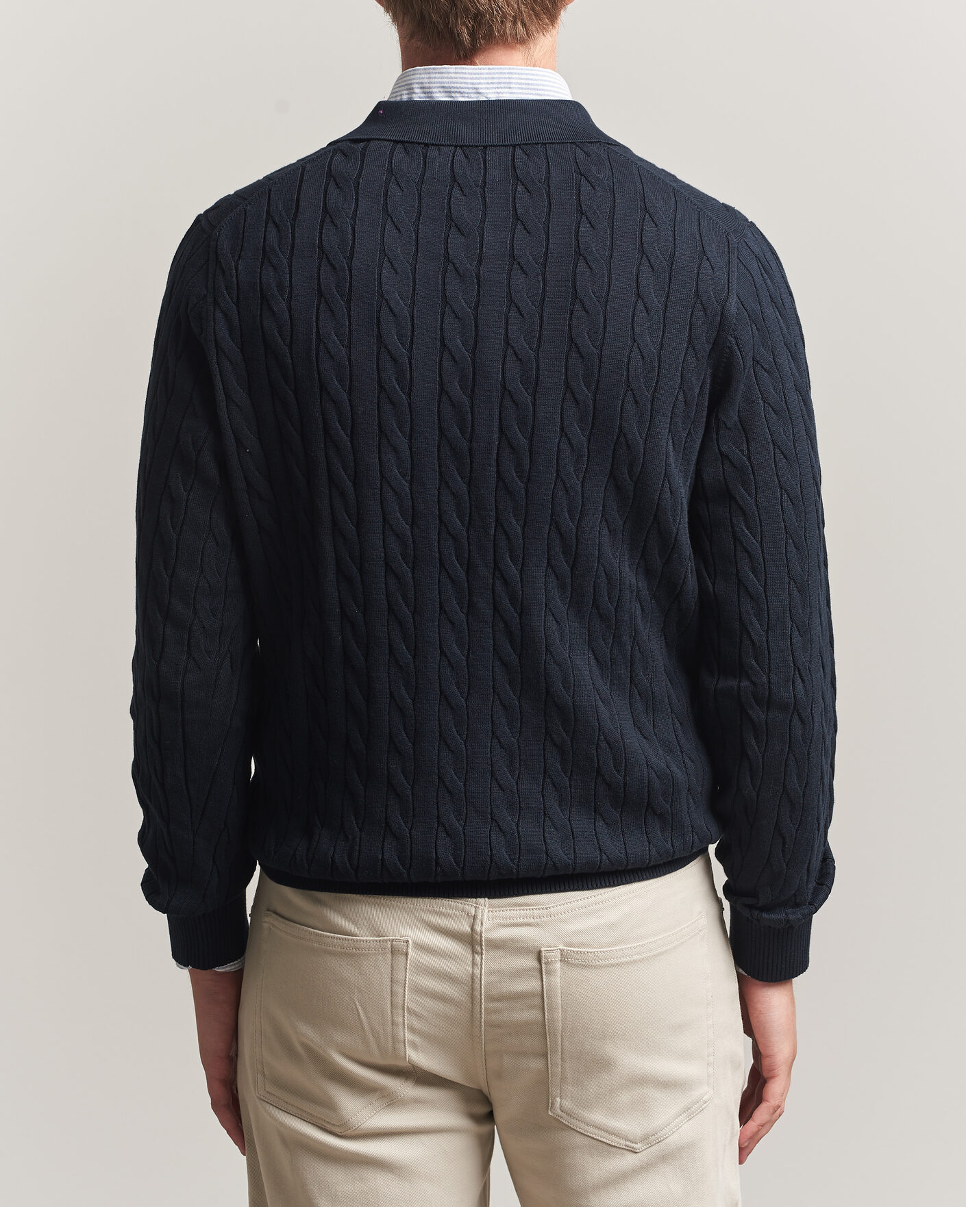 Herr | Tröjor | Gant | Cotton Cable Polo Evening Blue
