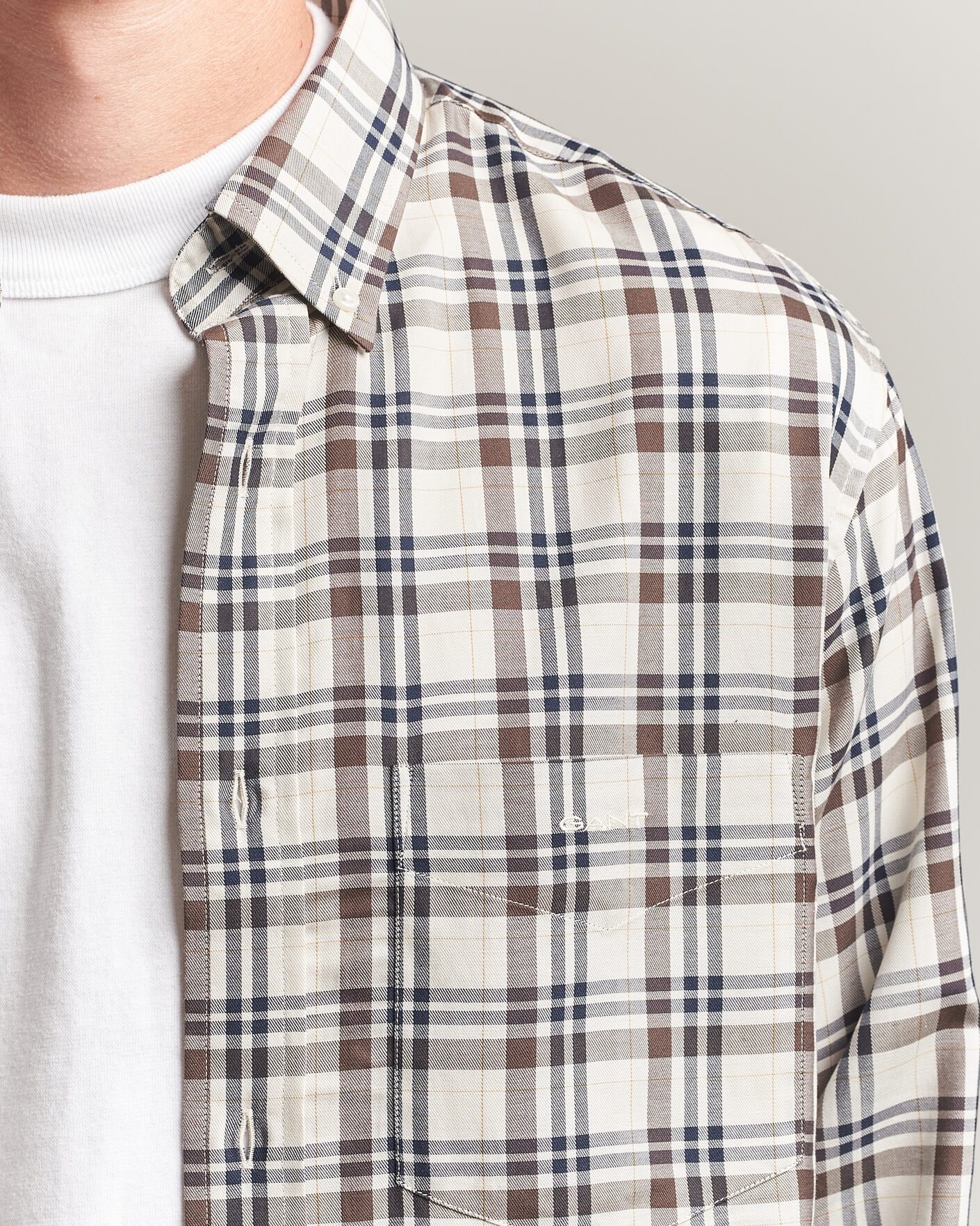 Herr | Skjortor | Gant | Regular Fit Twill Checked Shirt Sand