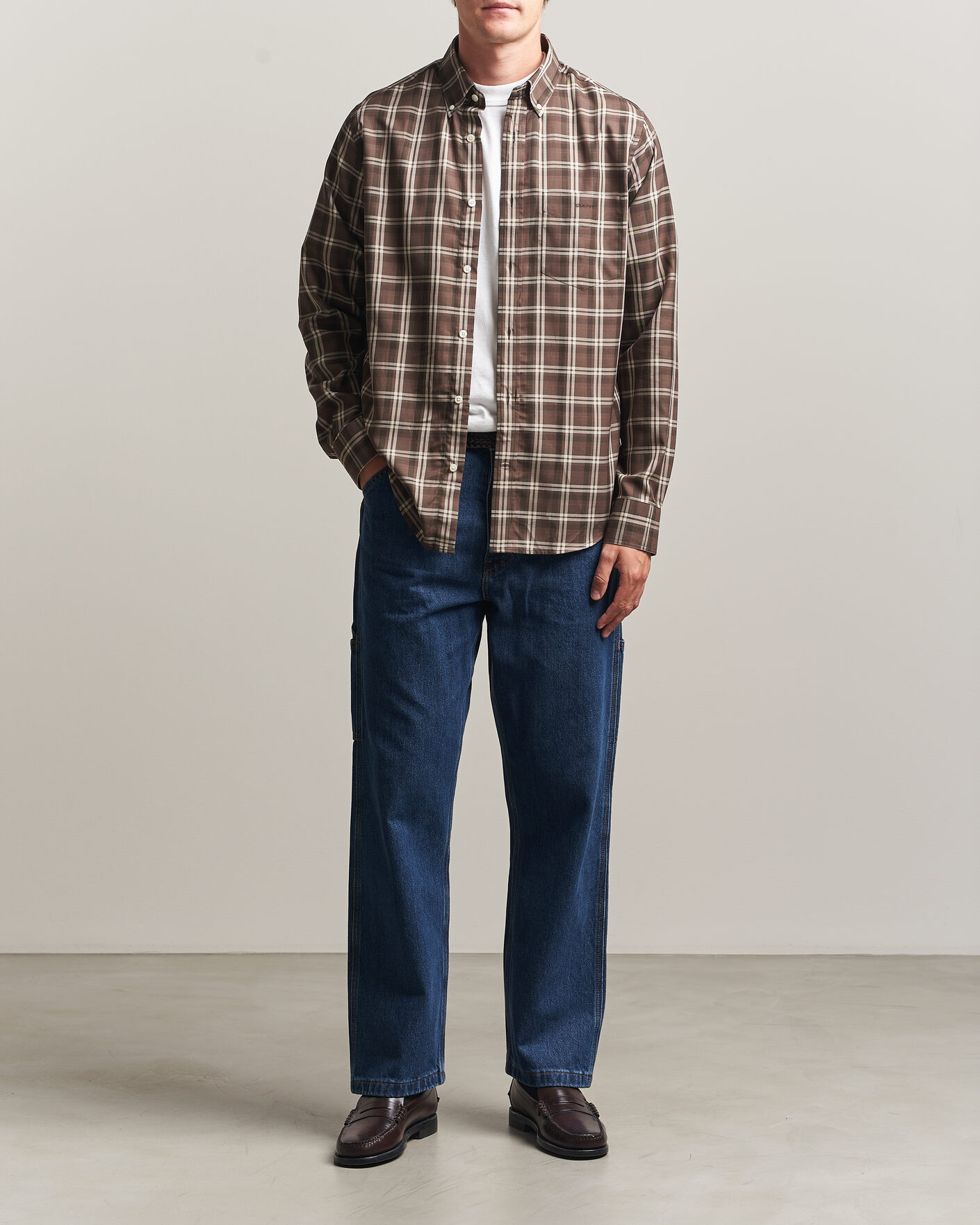 Herr | Skjortor | Gant | Regular Fit Twill Checked Shirt Faded Taupe