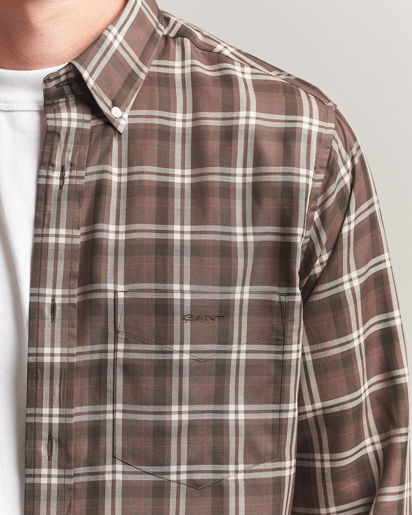 Herr | Skjortor | Gant | Regular Fit Twill Checked Shirt Faded Taupe