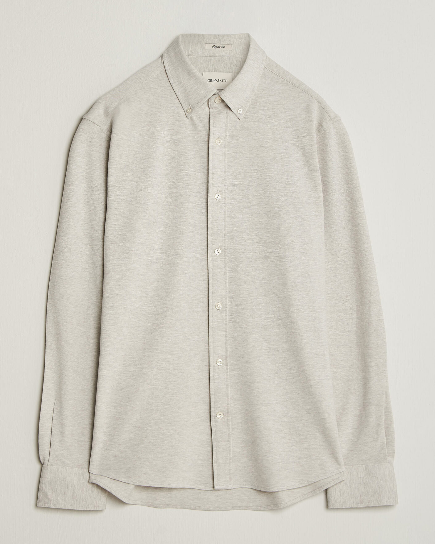 Herr | Skjortor | Gant | Regular Fit Jersey Pique Shirt Light Beige Melange