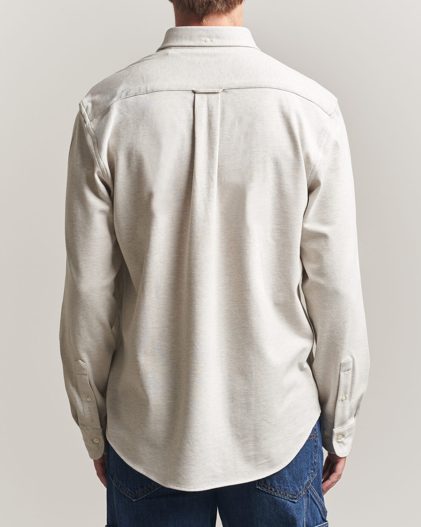 Herr | Skjortor | Gant | Regular Fit Jersey Pique Shirt Light Beige Melange