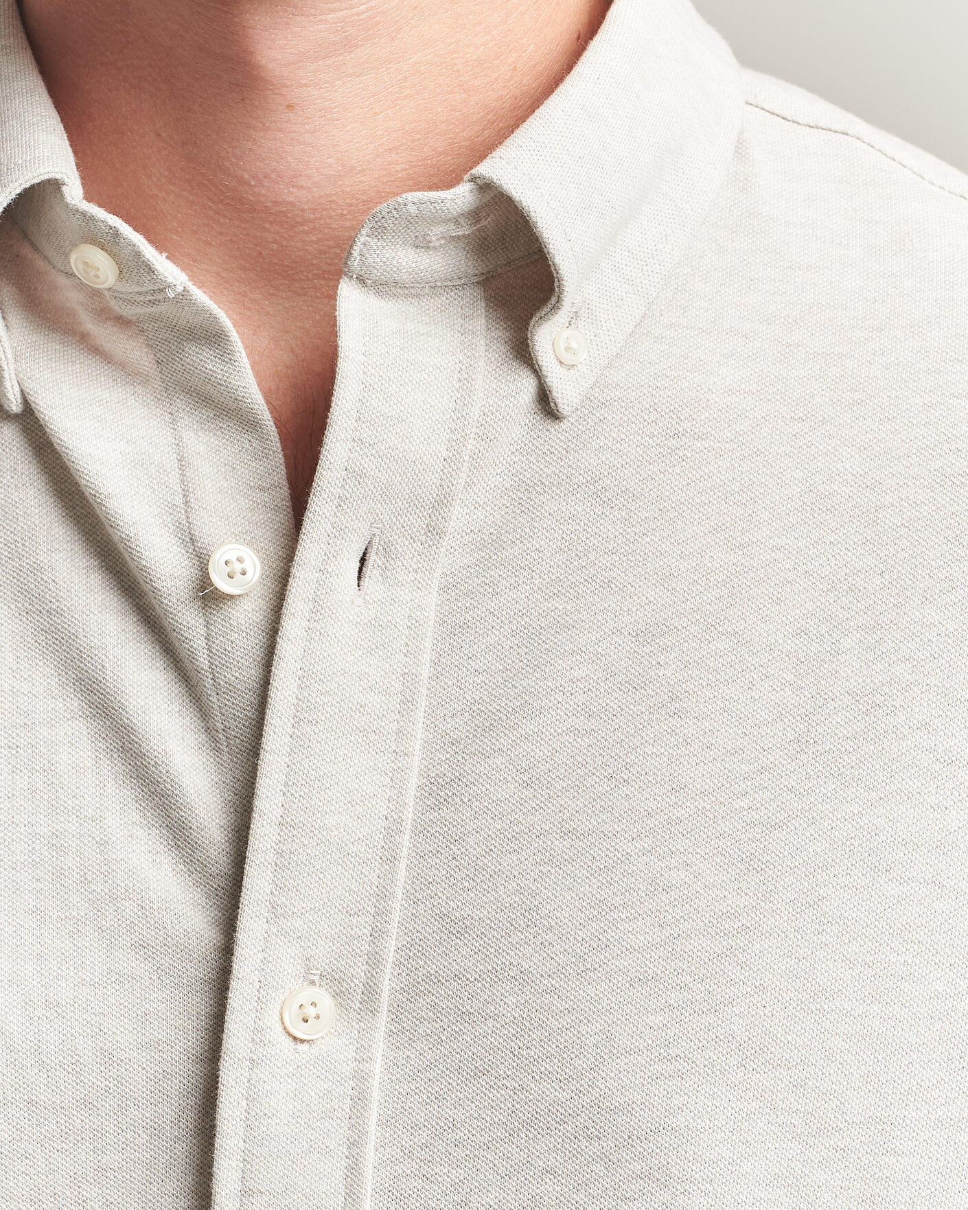 Herr | Skjortor | Gant | Regular Fit Jersey Pique Shirt Light Beige Melange