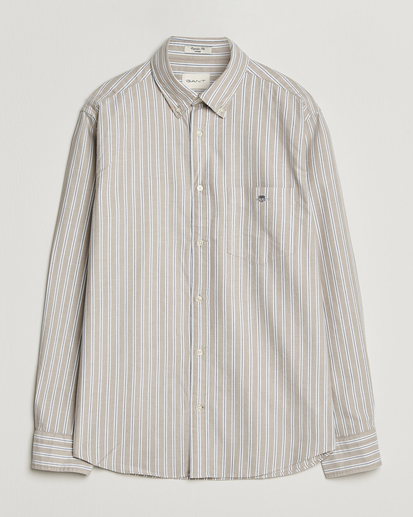Herr | Skjortor | Gant | Regular Fit Classic Striped Oxford Shirt Light Taupe