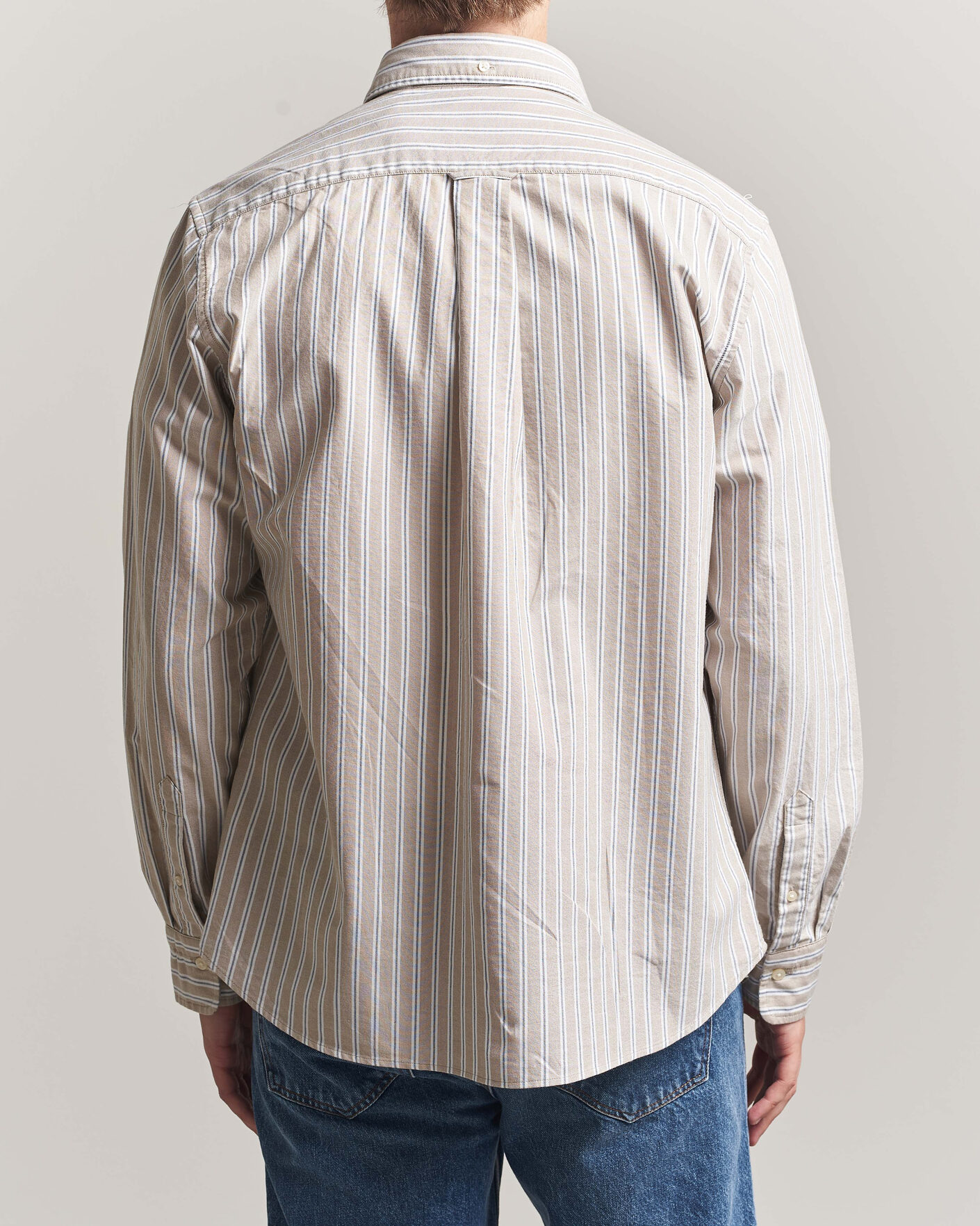 Herr | Skjortor | Gant | Regular Fit Classic Striped Oxford Shirt Light Taupe
