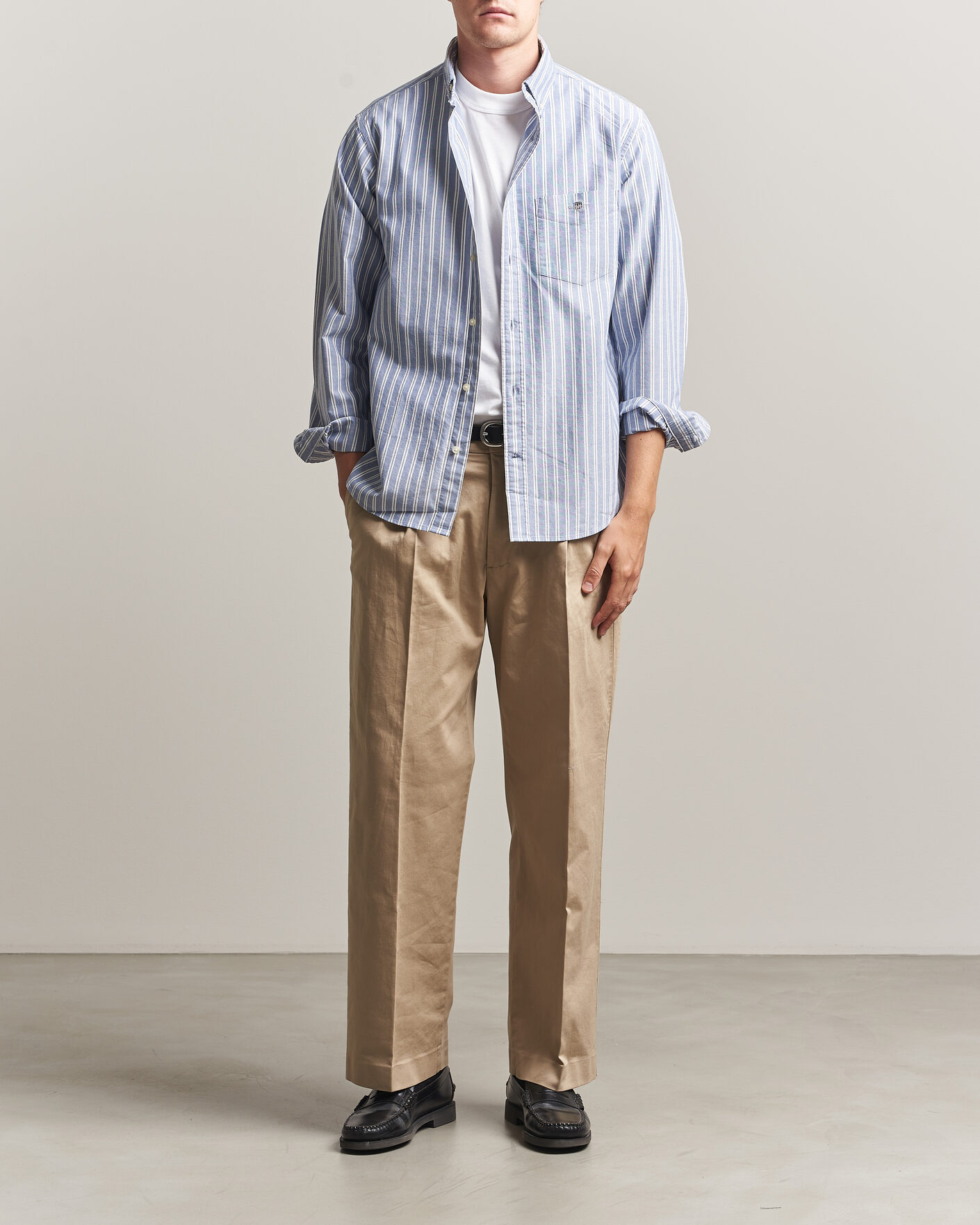 Herr | Skjortor | Gant | Regular Fit Classic Striped Oxford Shirt  College Blue